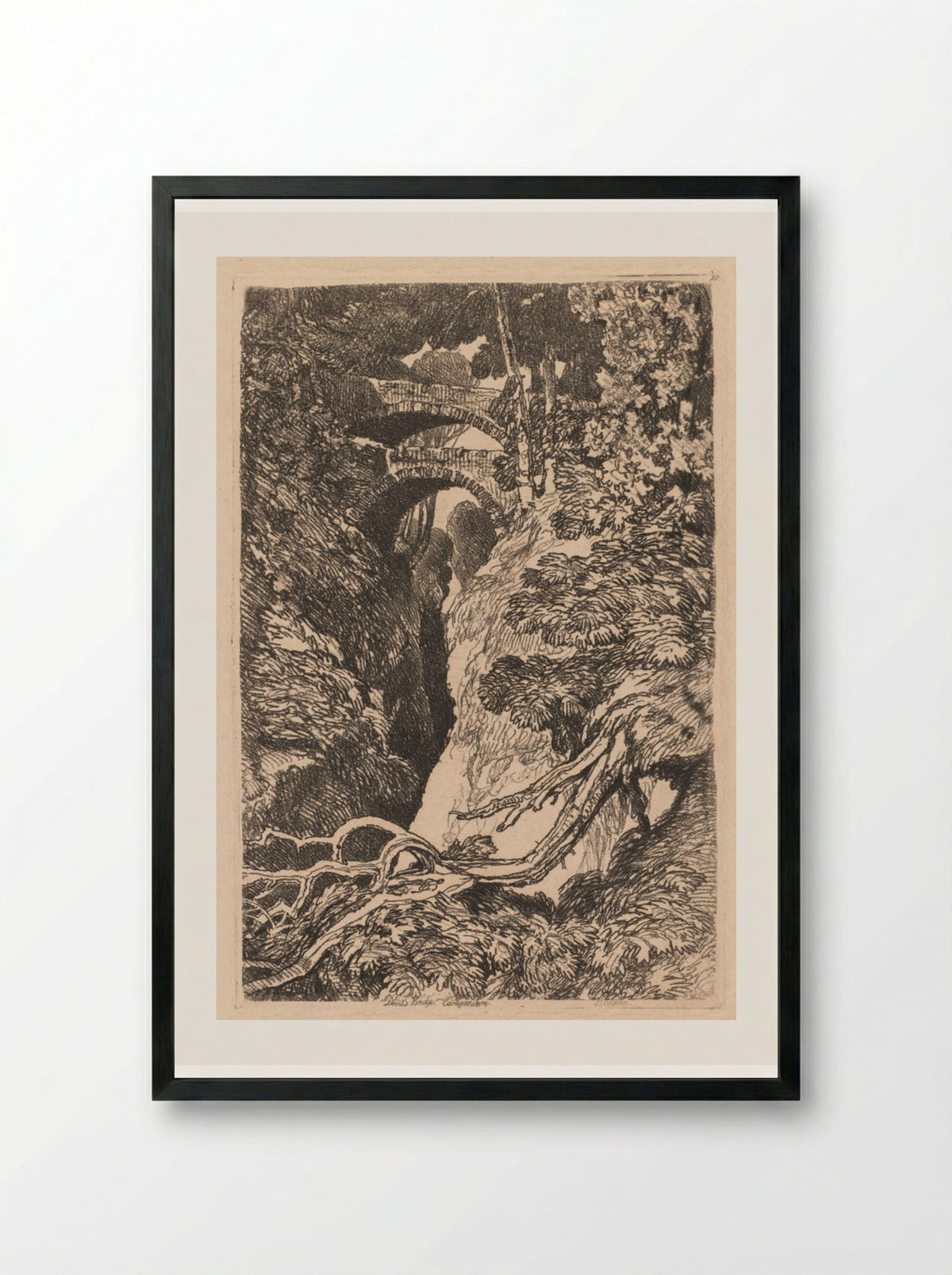 Devil's Bridge, Cardiganshire - John Sell Cotman - Framed Print Black