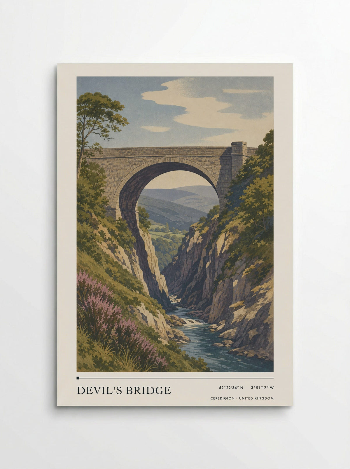 Devil's Bridge Ceredigion United Kingdom Travel Poster - Poster