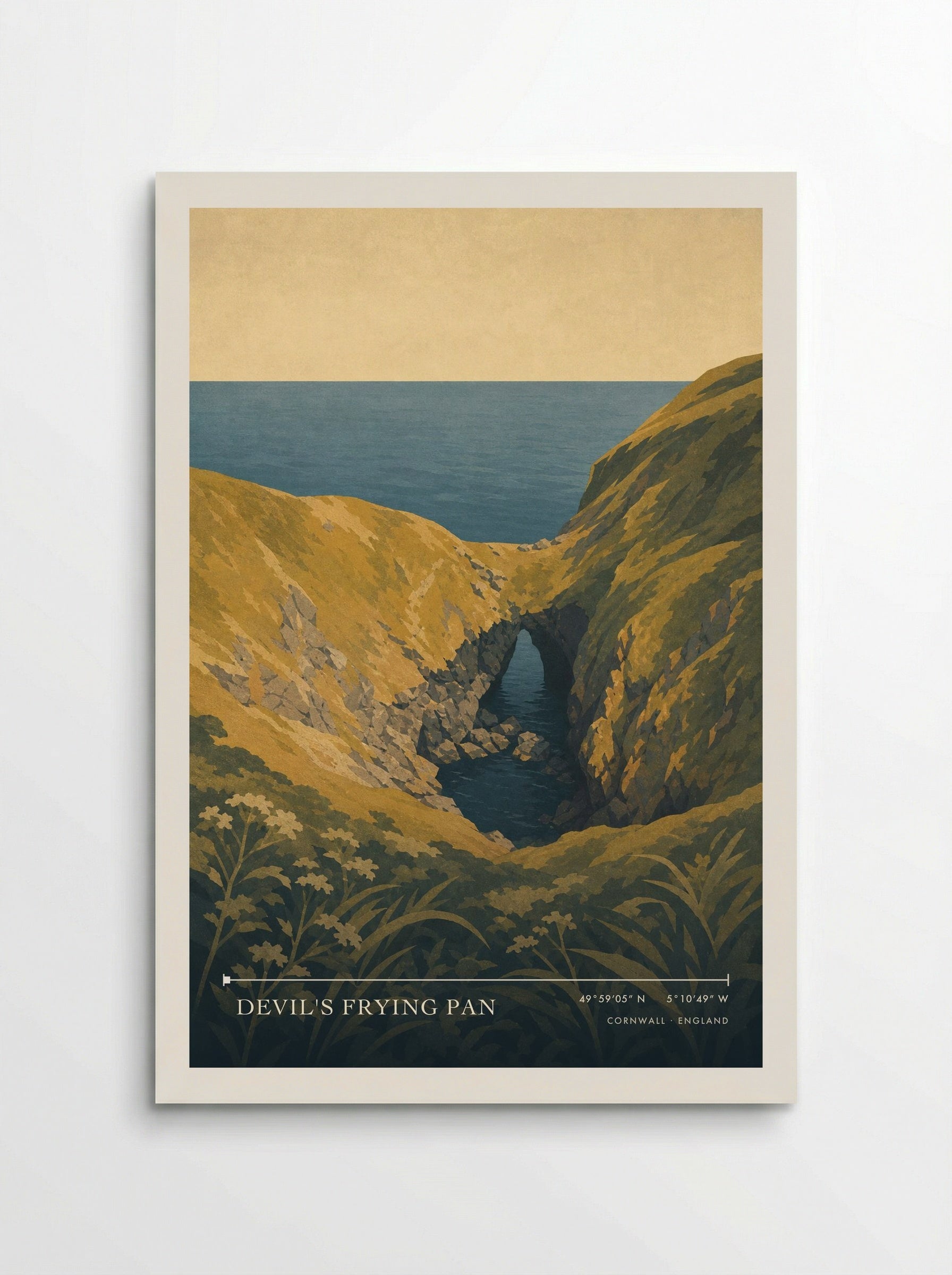 Devil's Frying Pan Cornwall England Travel Poster - Poster