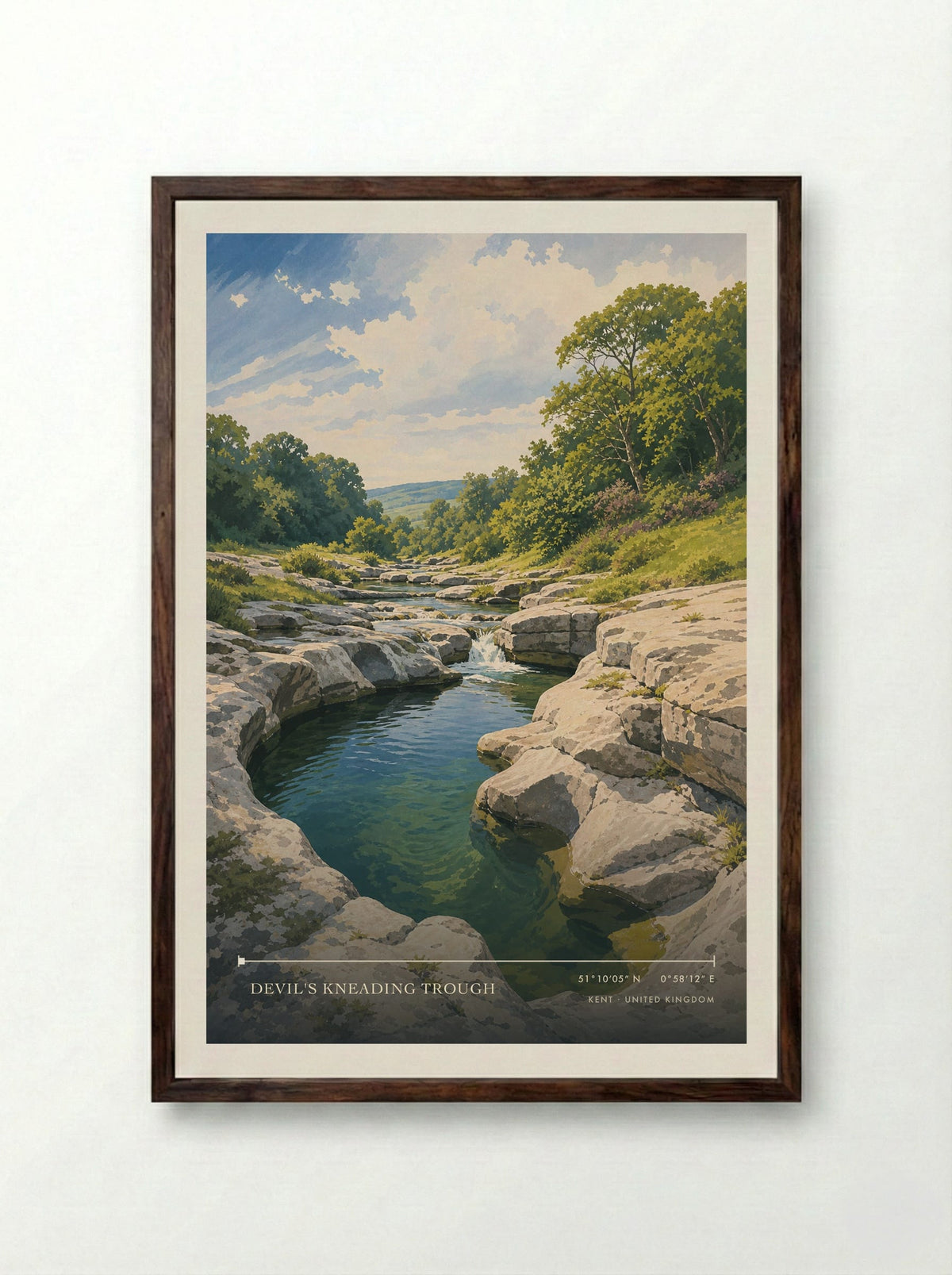 Devil's Kneading Trough Kent United Kingdom Travel Poster - Framed Print Dark Wood
