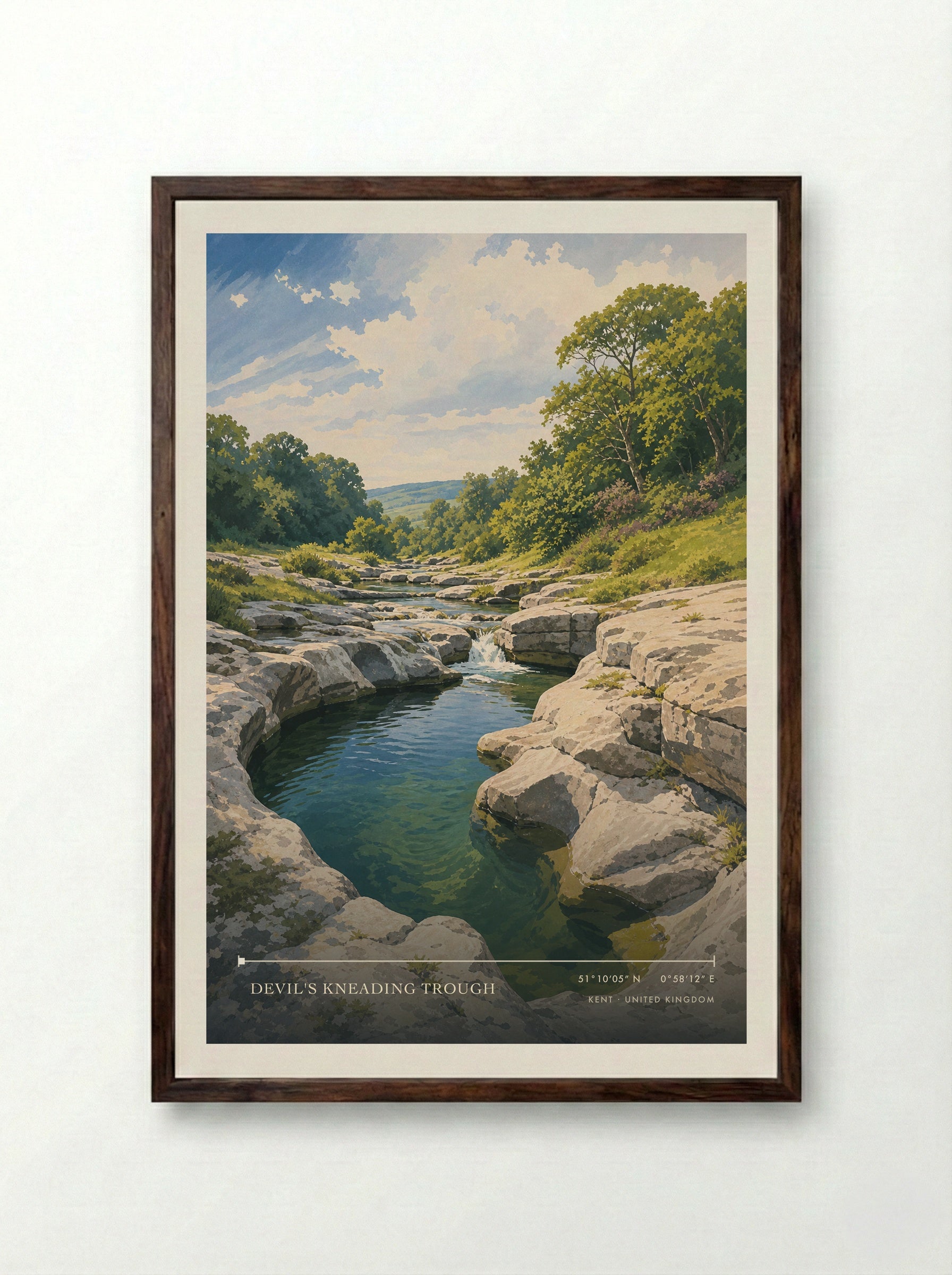Devil's Kneading Trough Kent United Kingdom Travel Poster - Framed Print Dark Wood