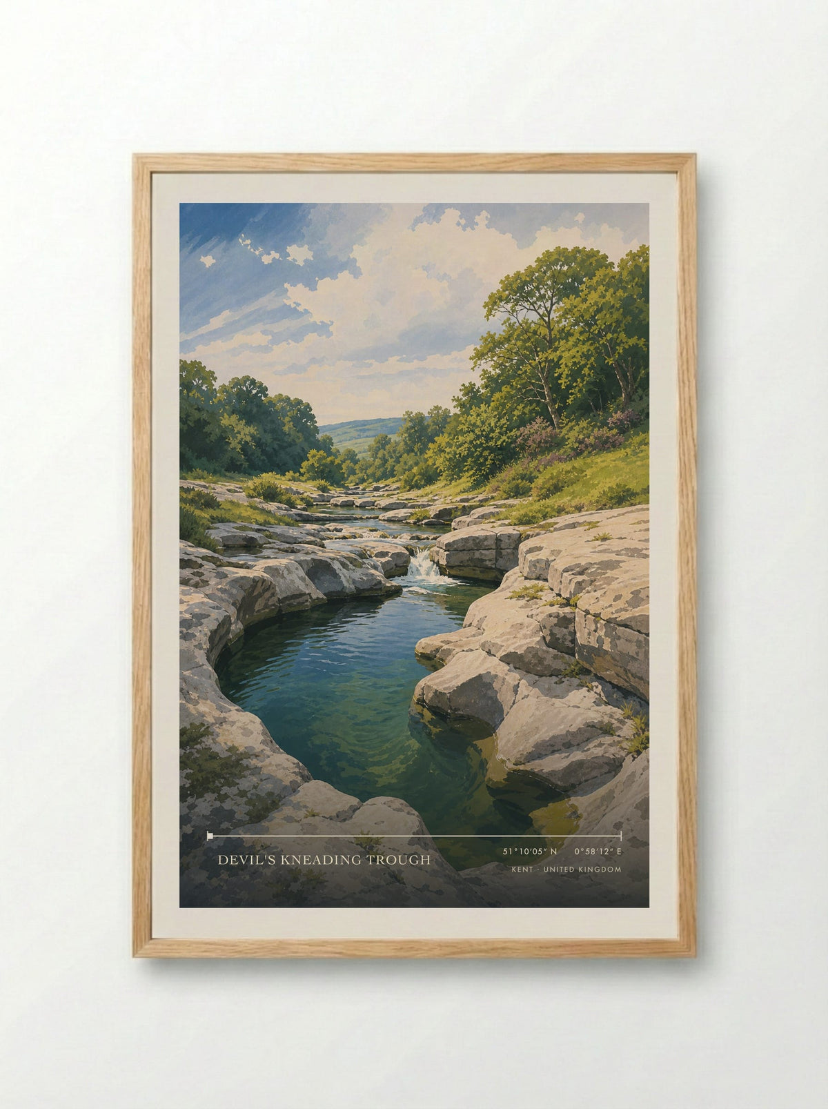 Devil's Kneading Trough Kent United Kingdom Travel Poster - Framed Print Wood