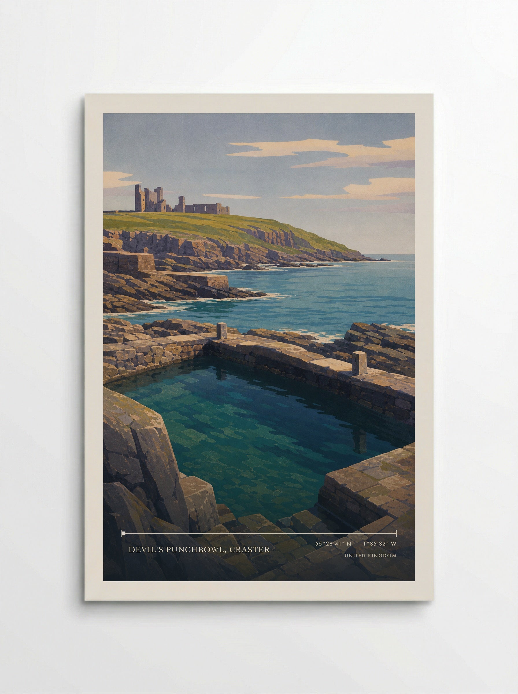 Devil's Punchbowl, Craster United Kingdom Travel Poster - Poster