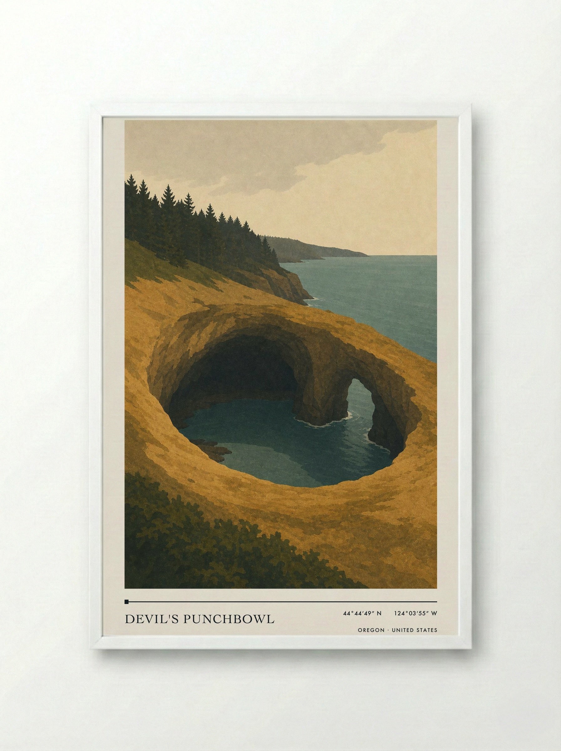 Devil's Punchbowl Travel Poster Artwork - Framed Print White
