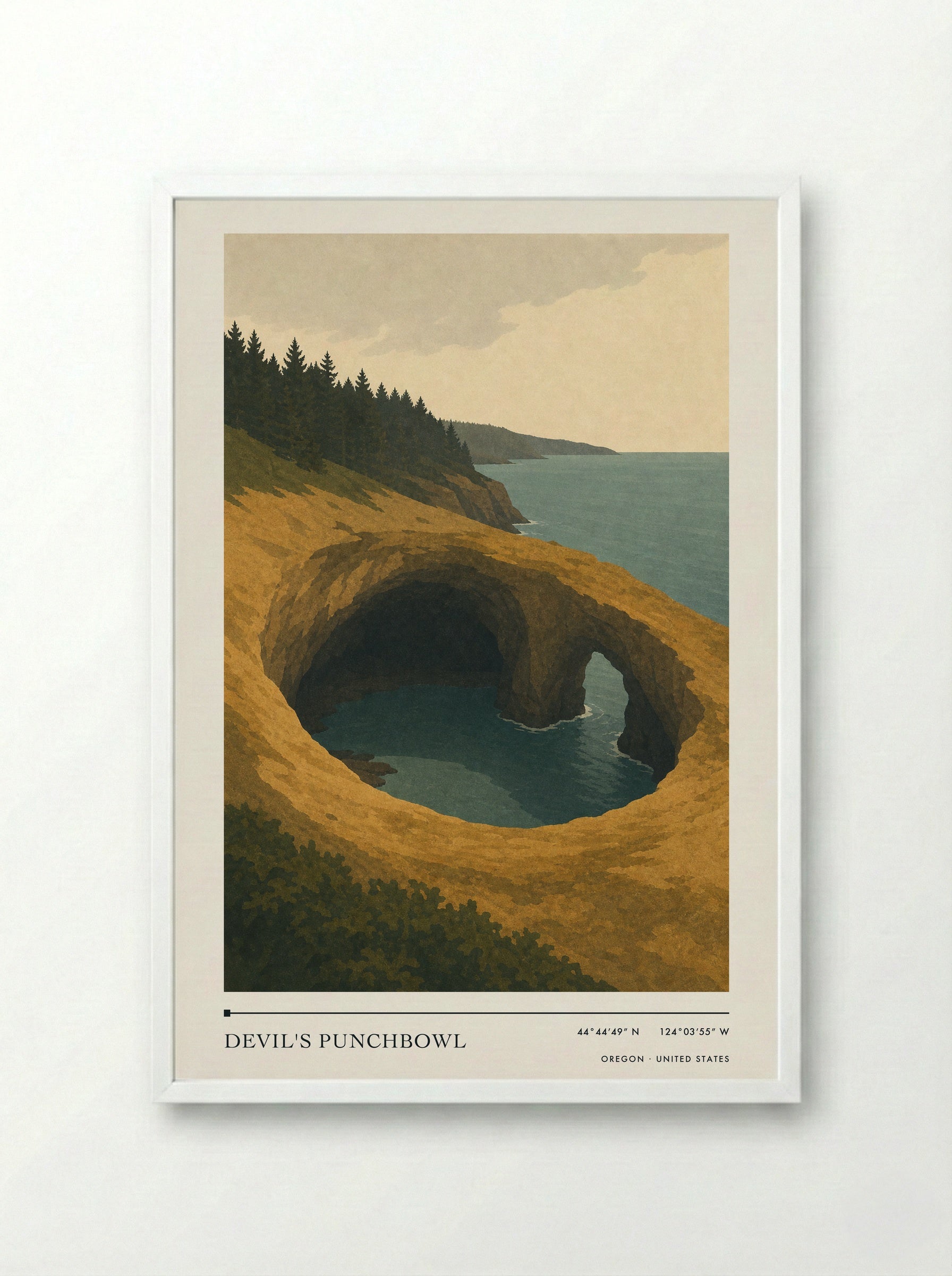 Devil's Punchbowl Travel Poster Artwork - Framed Print White