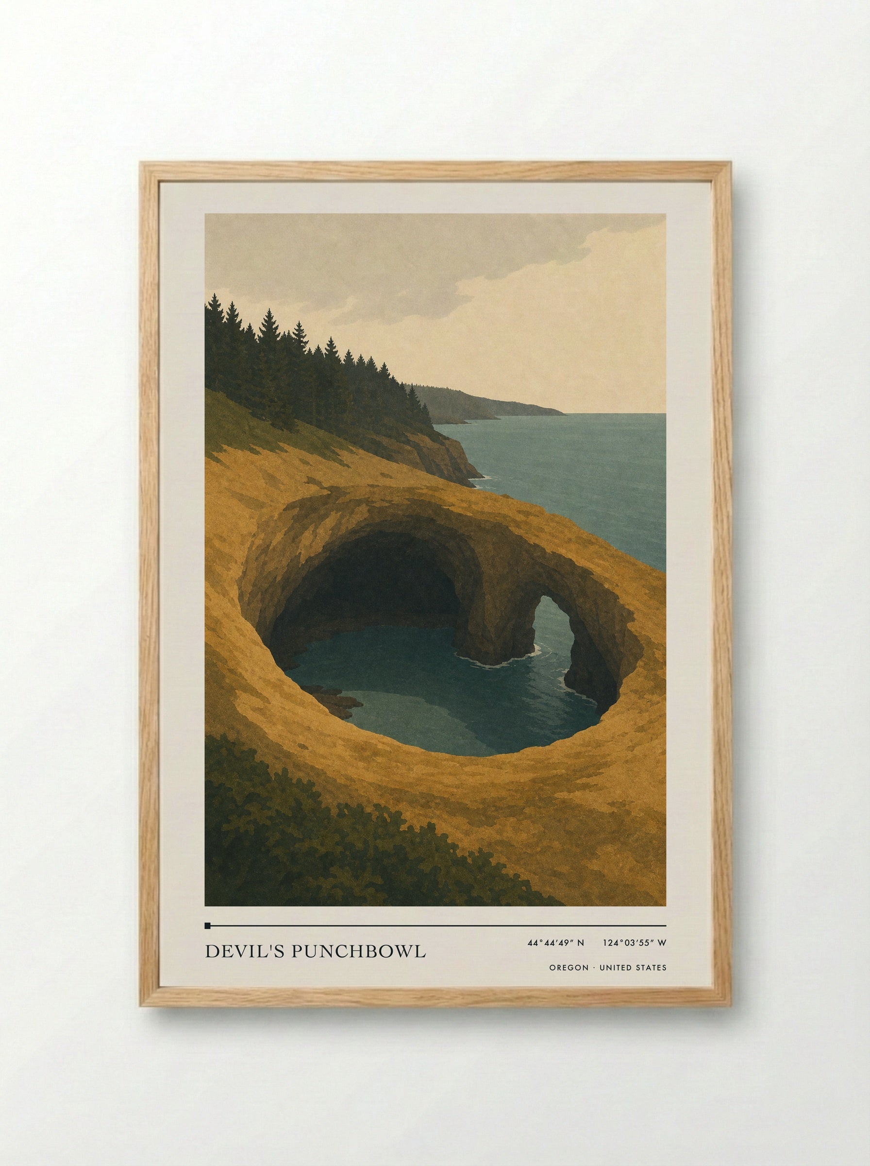 Devil's Punchbowl Travel Poster Artwork - Framed Print Wood