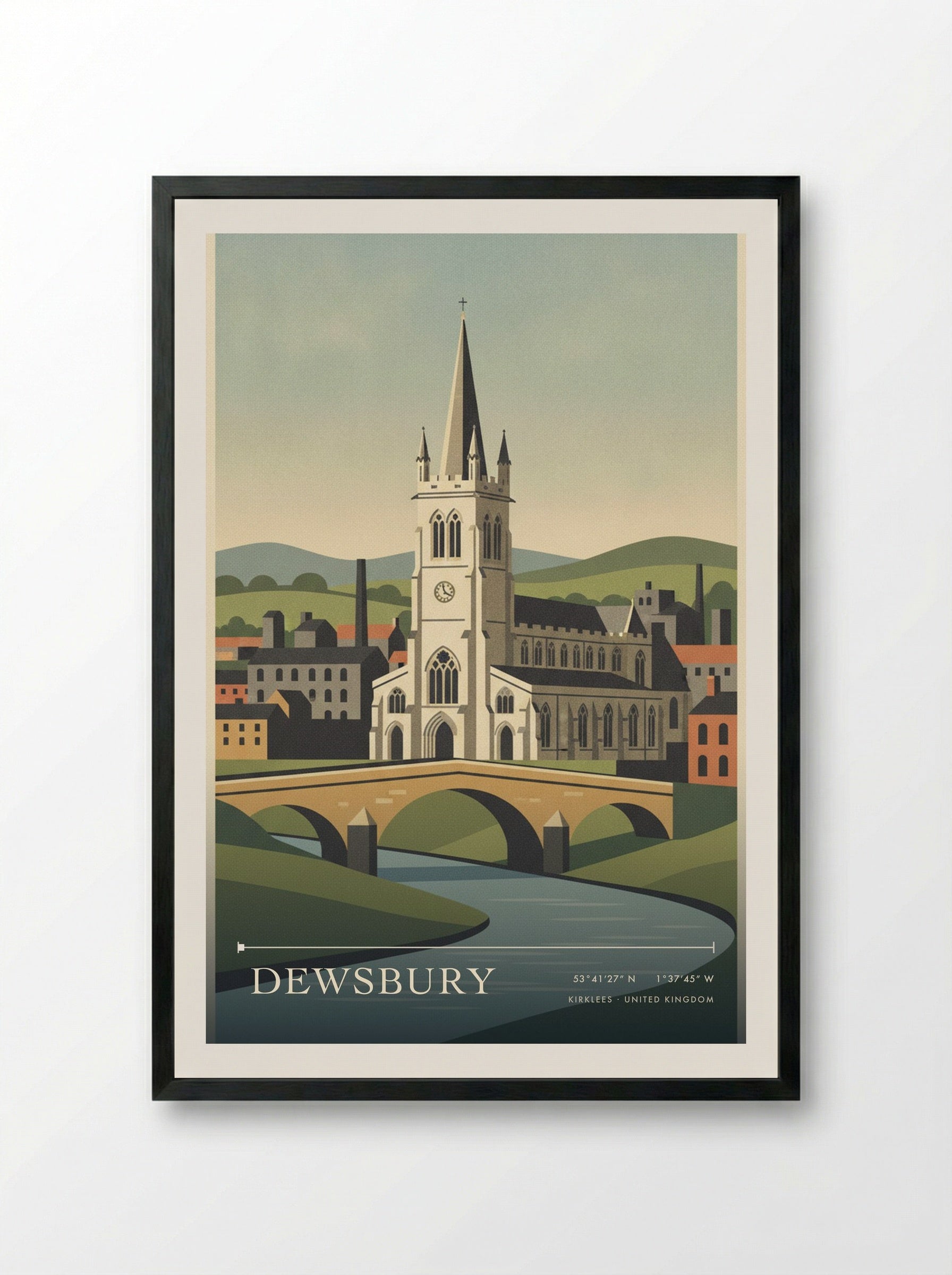 Dewsbury Kirklees United Kingdom Travel Poster - Framed Print Black