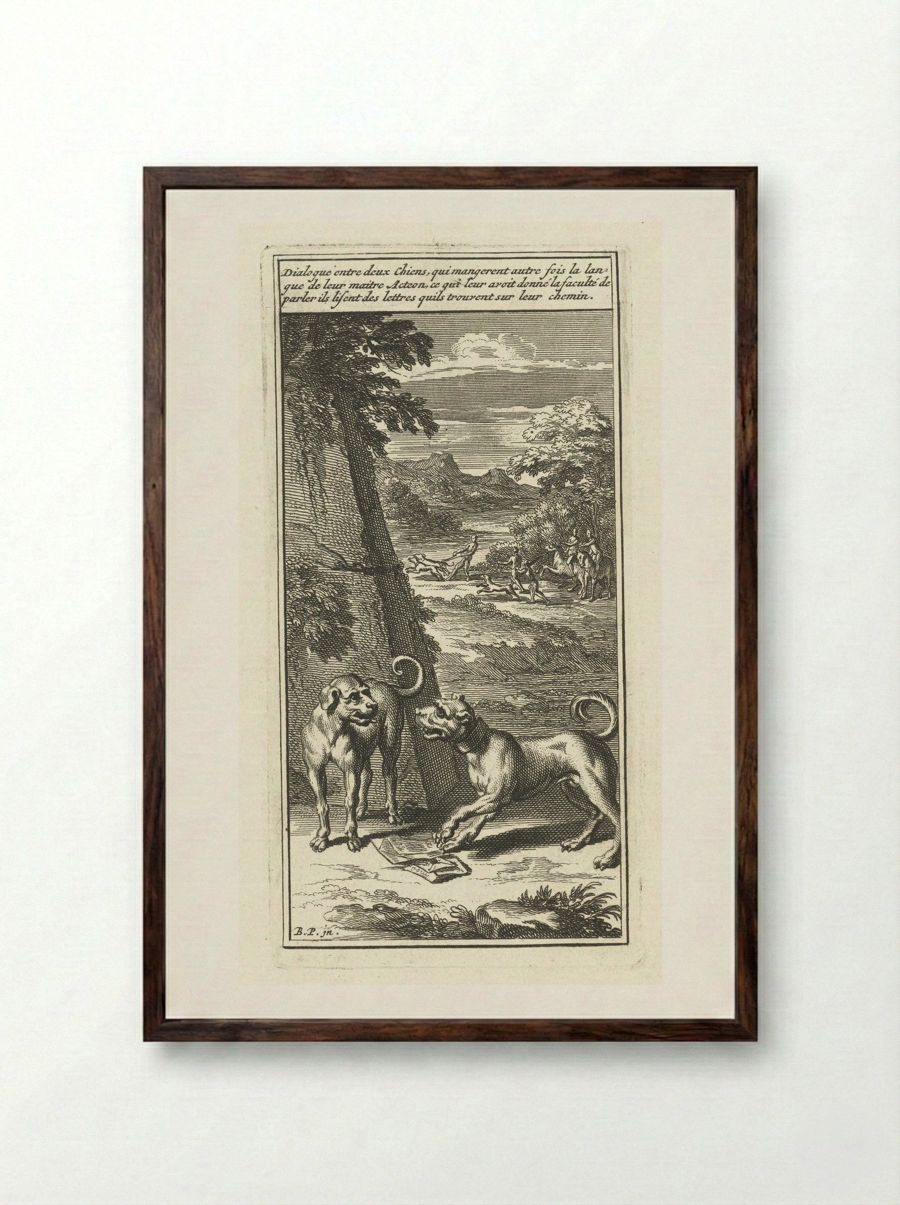 Dialoog tussen twee honden - Andries van Buysen (Sr.) - Framed Print Dark Wood