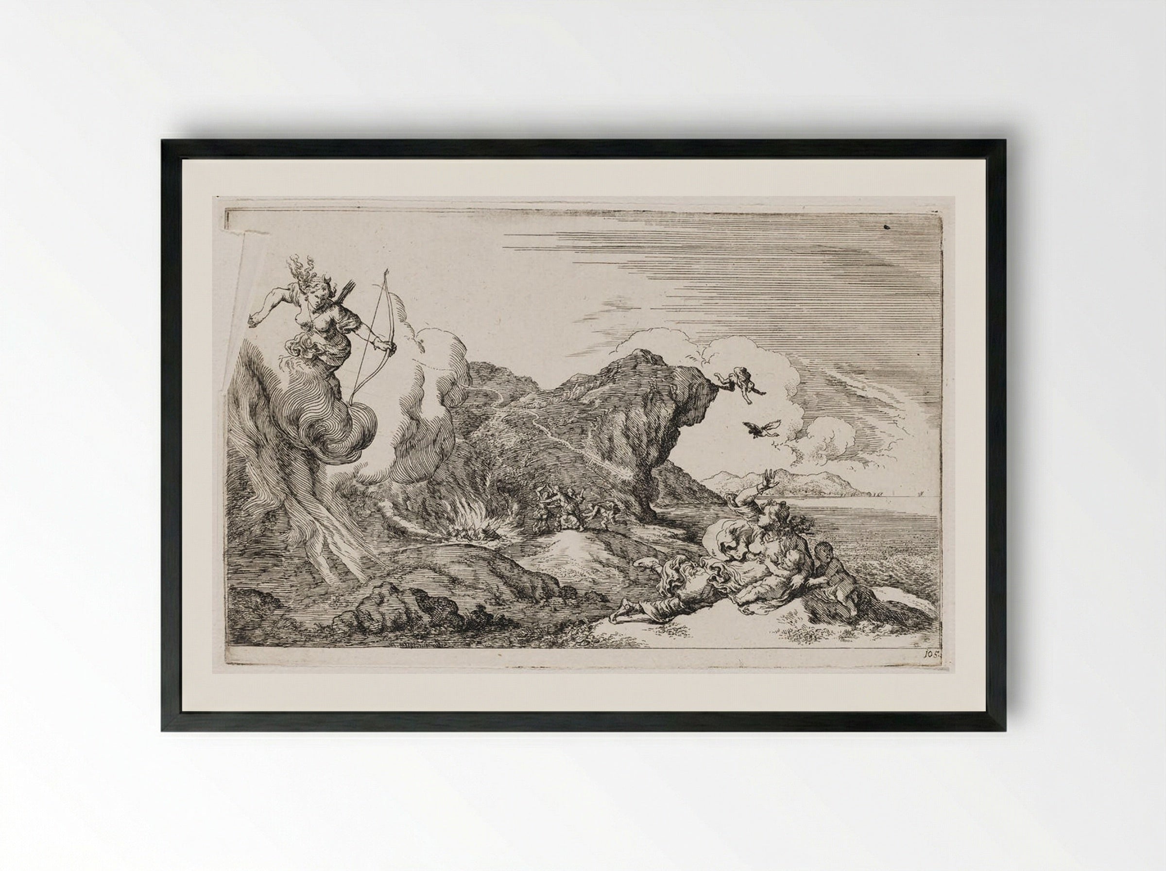 Diana Kills Chione - Johann Wilhelm Baur - Framed Print Black