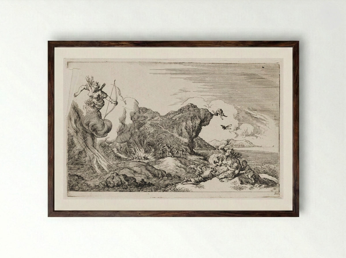 Diana Kills Chione - Johann Wilhelm Baur - Framed Print Dark Wood