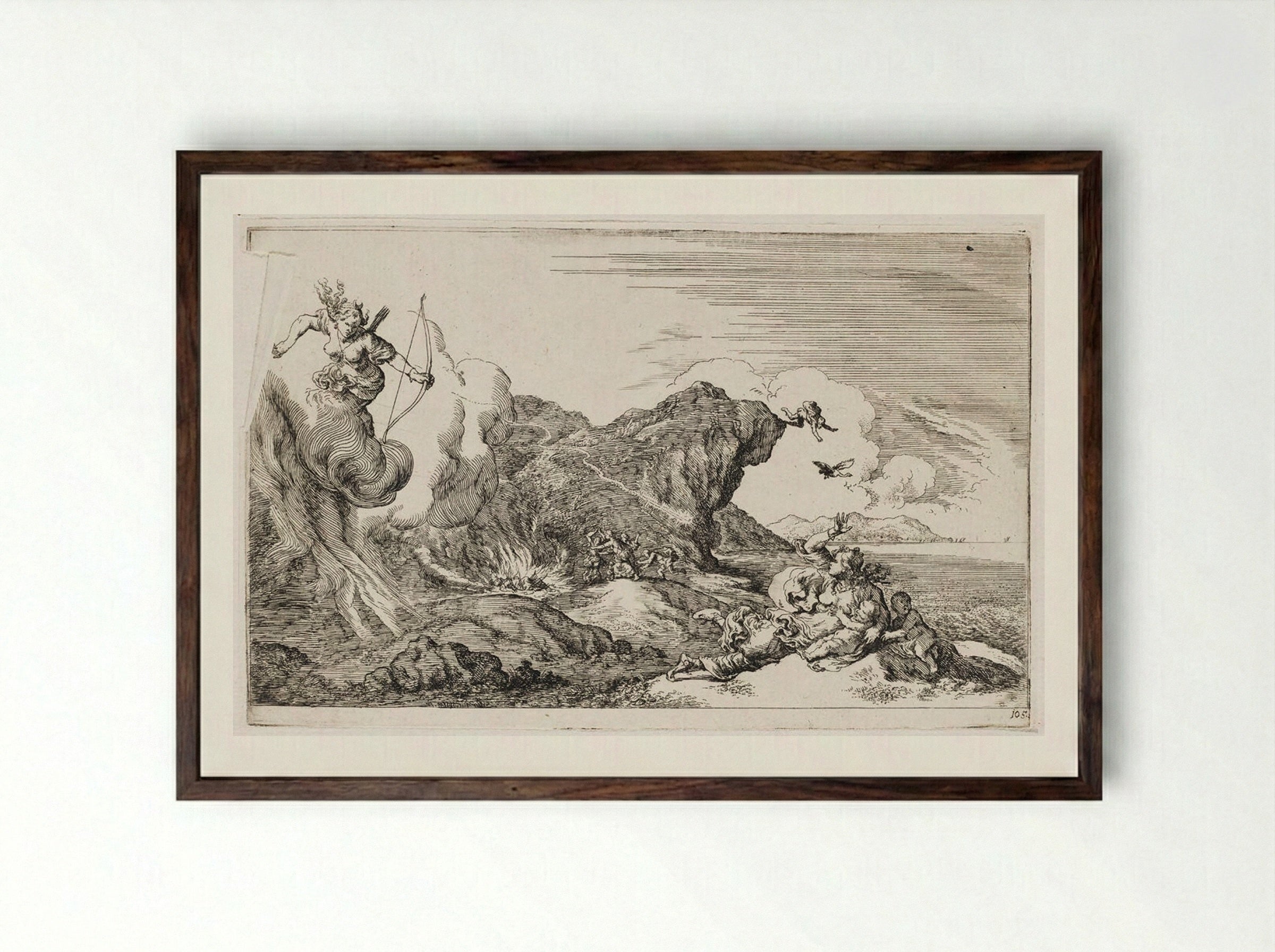 Diana Kills Chione - Johann Wilhelm Baur - Framed Print Dark Wood