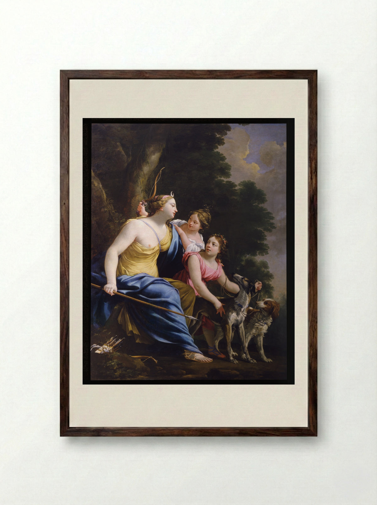 Diana Leaving for the Hunt - Simon Vouet - Framed Print Dark Wood