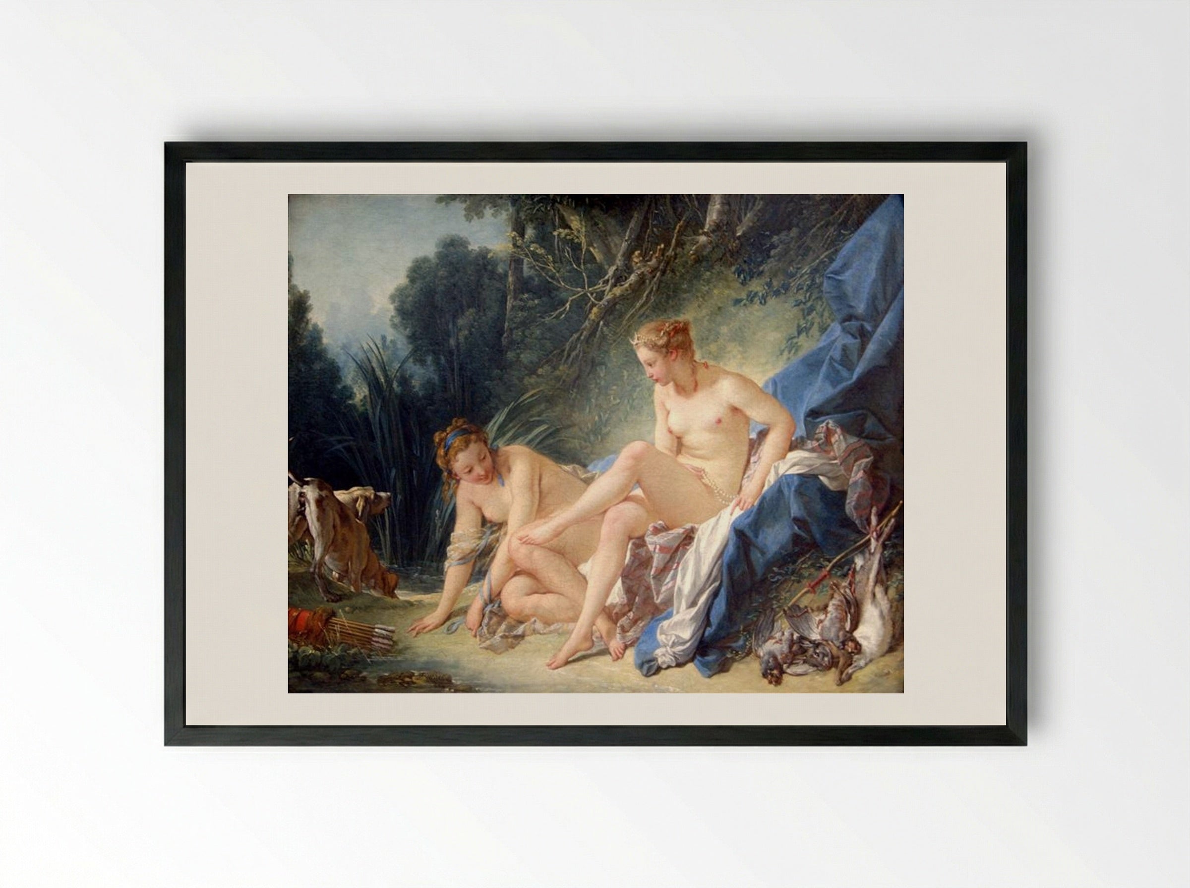 Diana Leaving the Bath - François Boucher - Framed Print Black
