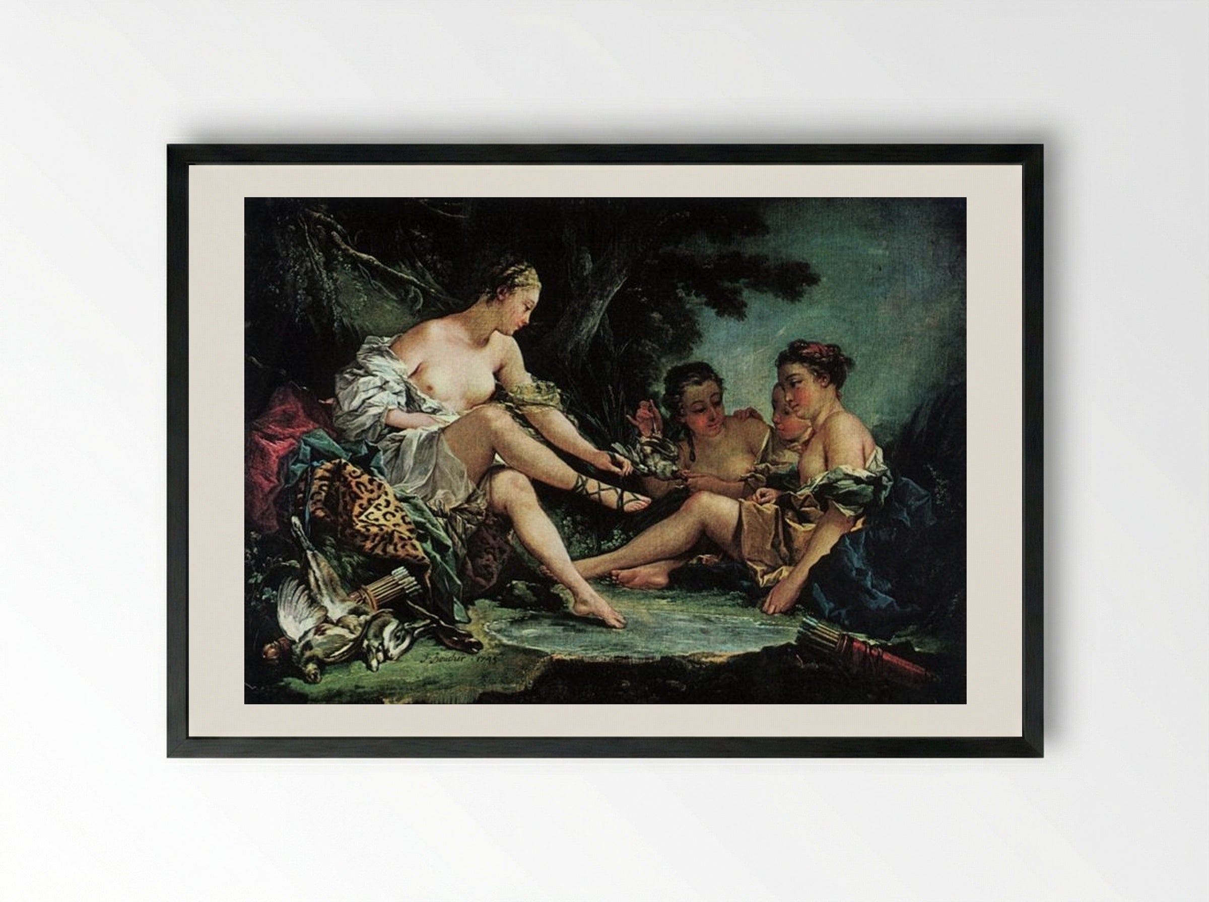 Diana after the Hunt - François Boucher - Framed Print Black