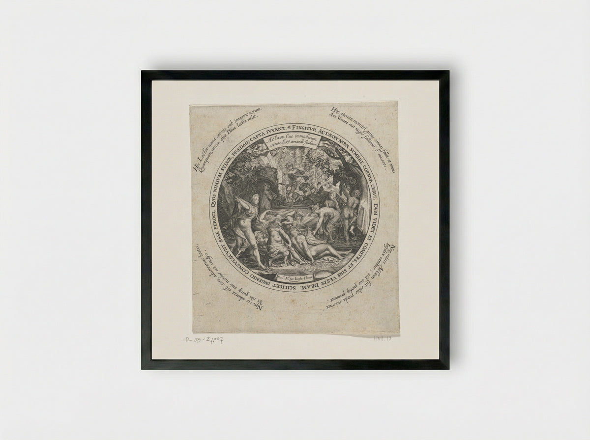 Diana and Actaeon - Johann Theodor de Bry - Framed Print Black