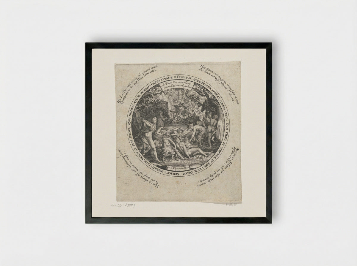 Diana and Actaeon - Johann Theodor de Bry - Framed Print Black