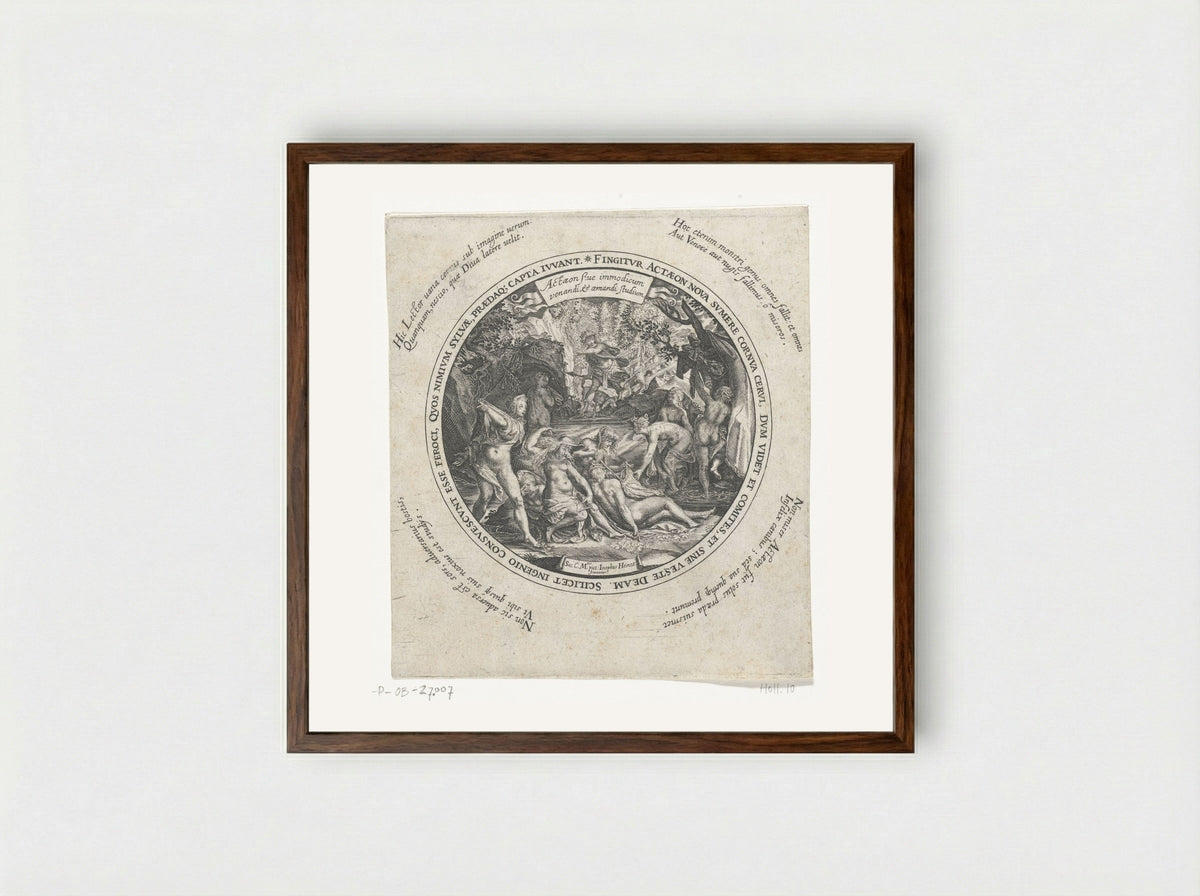 Diana and Actaeon - Johann Theodor de Bry - Framed Print Dark Wood
