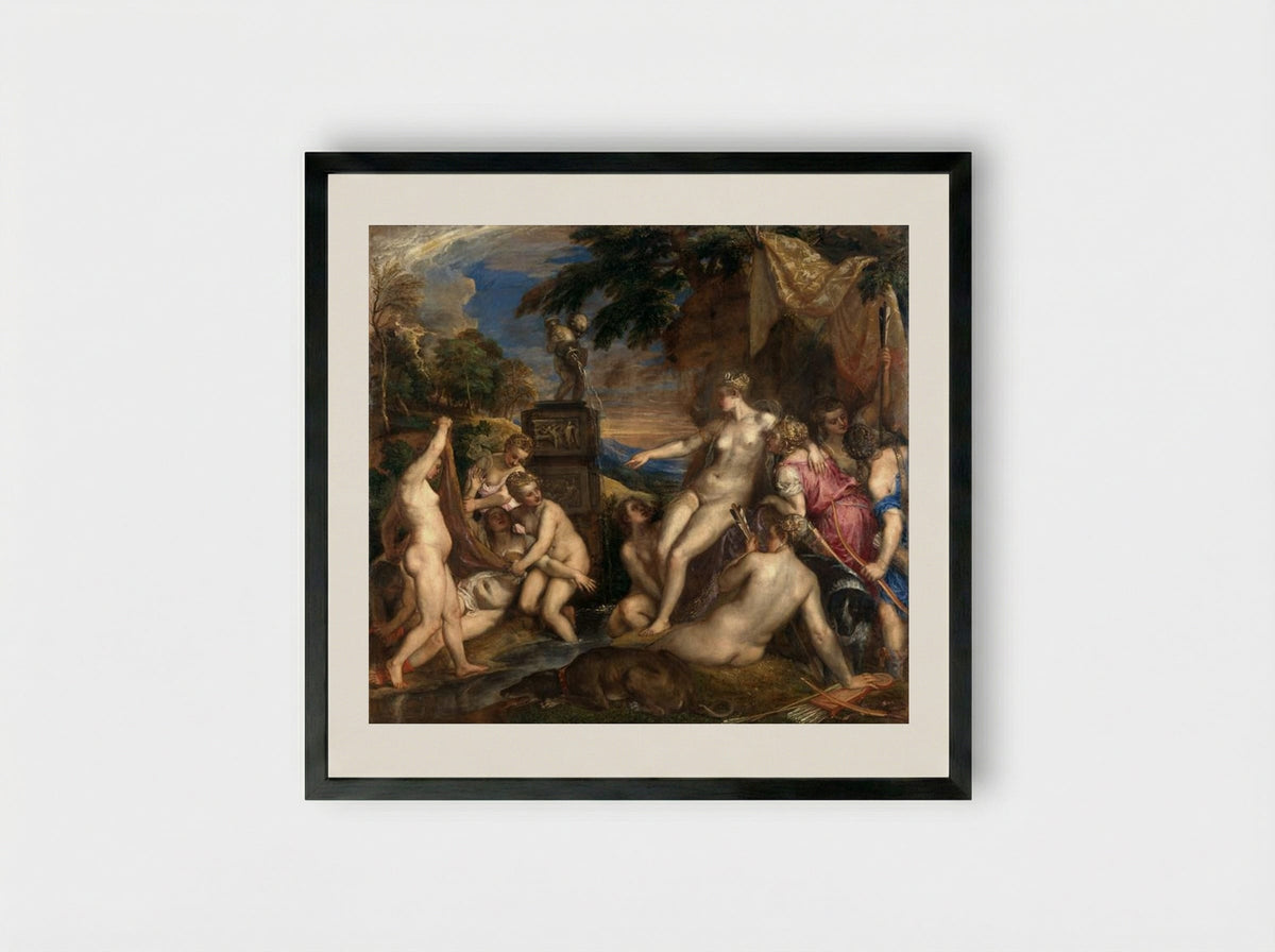 Diana and Callisto - Titian - Framed Print Black