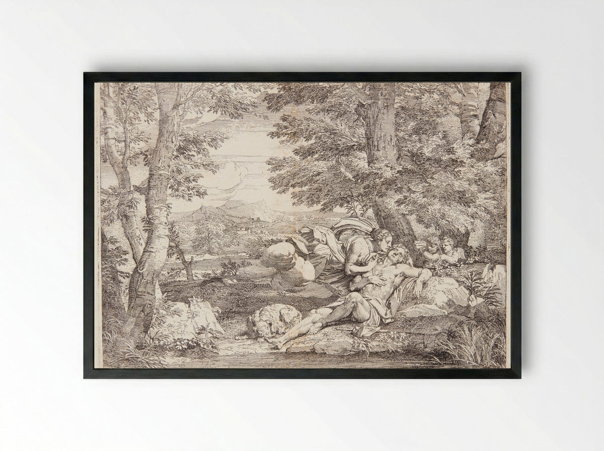 Diana and Endymion - Frans de Neve - Framed Print Black