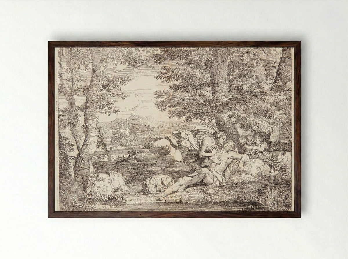 Diana and Endymion - Frans de Neve - Framed Print Dark Wood