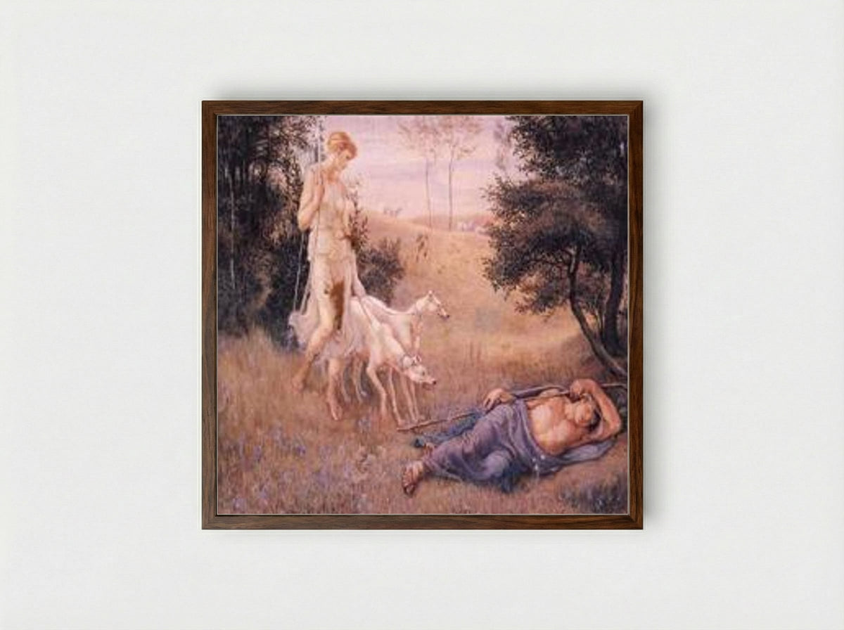 Diana and Endymion - Walter Crane - Framed Print Dark Wood