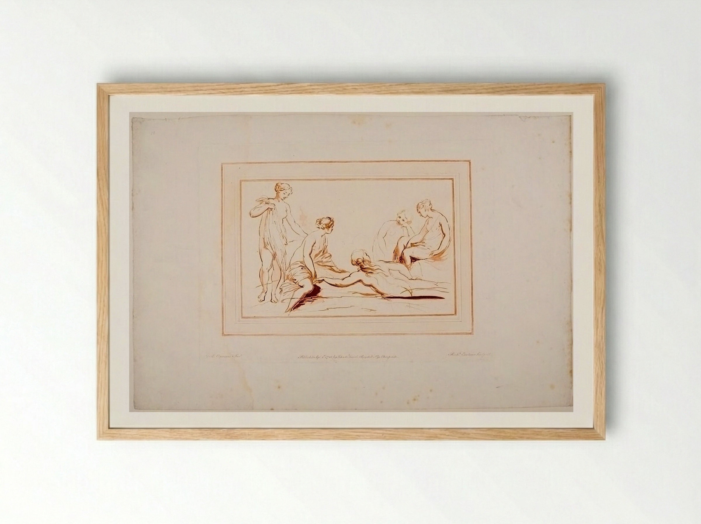 Diana and Her Nymphs at the Bath - Richard Earlom - Framed Print Wood