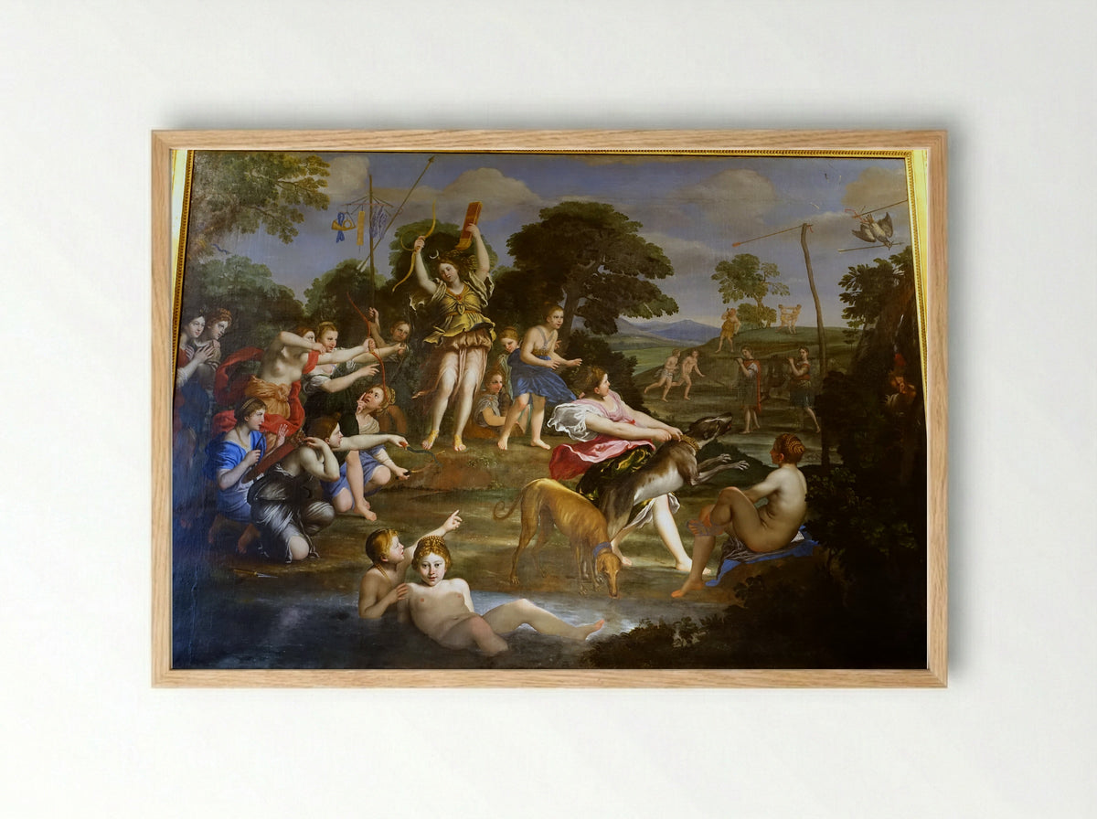 Diana and her Nymphs - Domenichino - Framed Print Wood