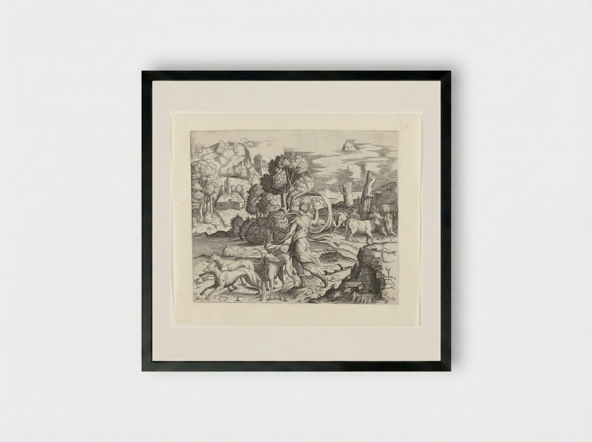 Diana the Huntress - Giulio Bonasone - Framed Print Black
