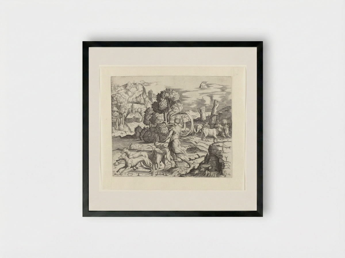 Diana the Huntress - Giulio Bonasone - Framed Print Black