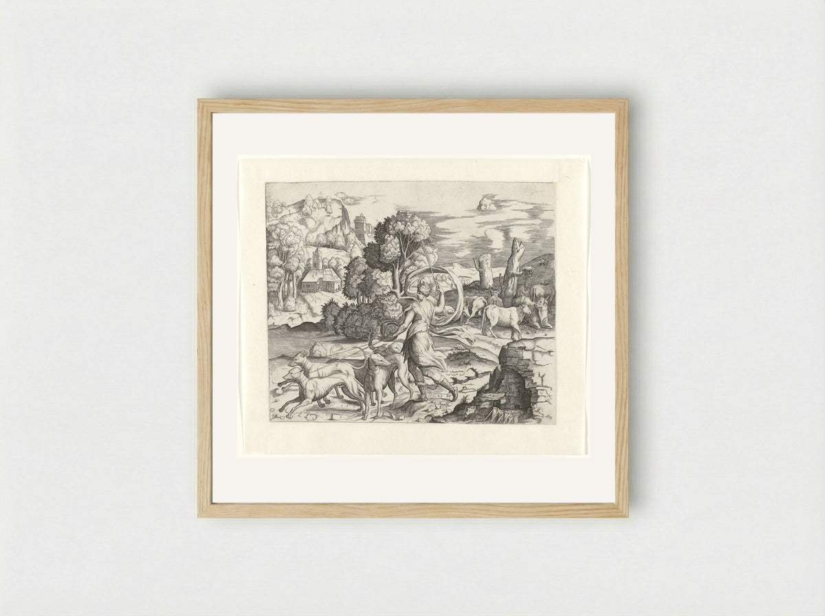 Diana the Huntress - Giulio Bonasone - Framed Print Wood