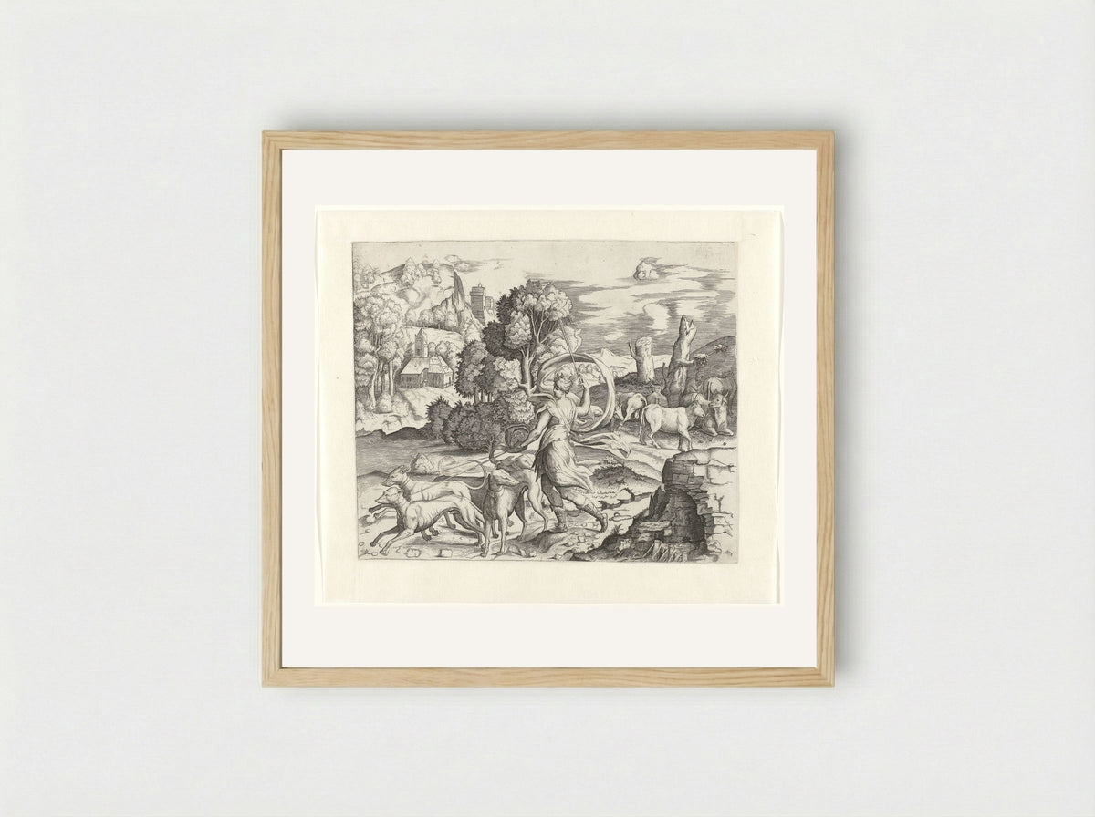 Diana the Huntress - Giulio Bonasone - Framed Print Wood