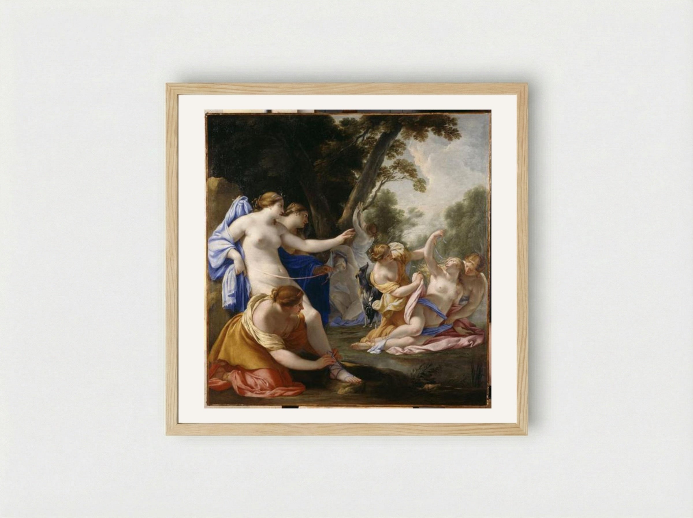 Diane découvrant la grossesse de Callisto - Eustache Le Sueur - Framed Print Wood