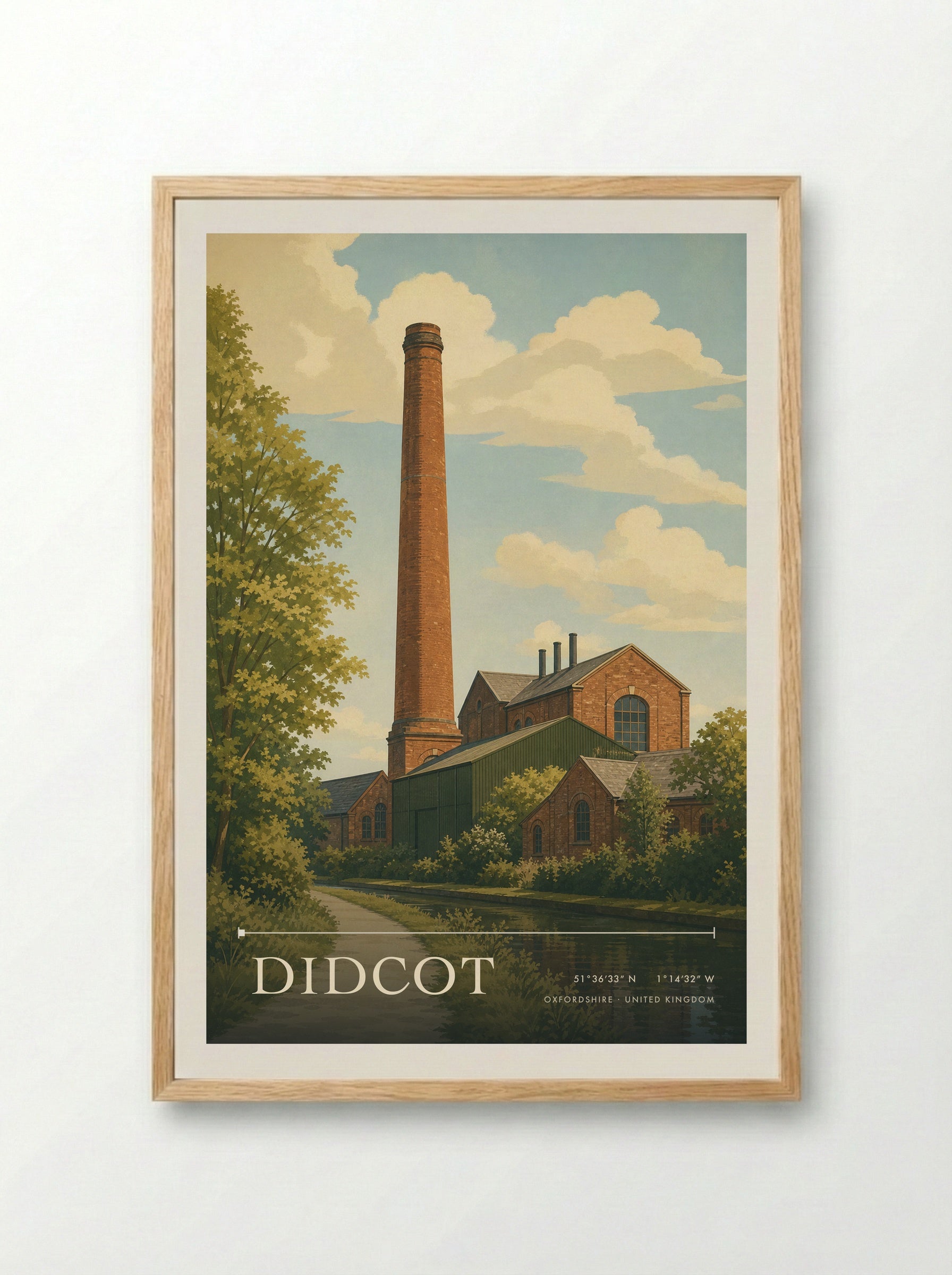 Didcot Oxfordshire United Kingdom Travel Poster - Framed Print Wood