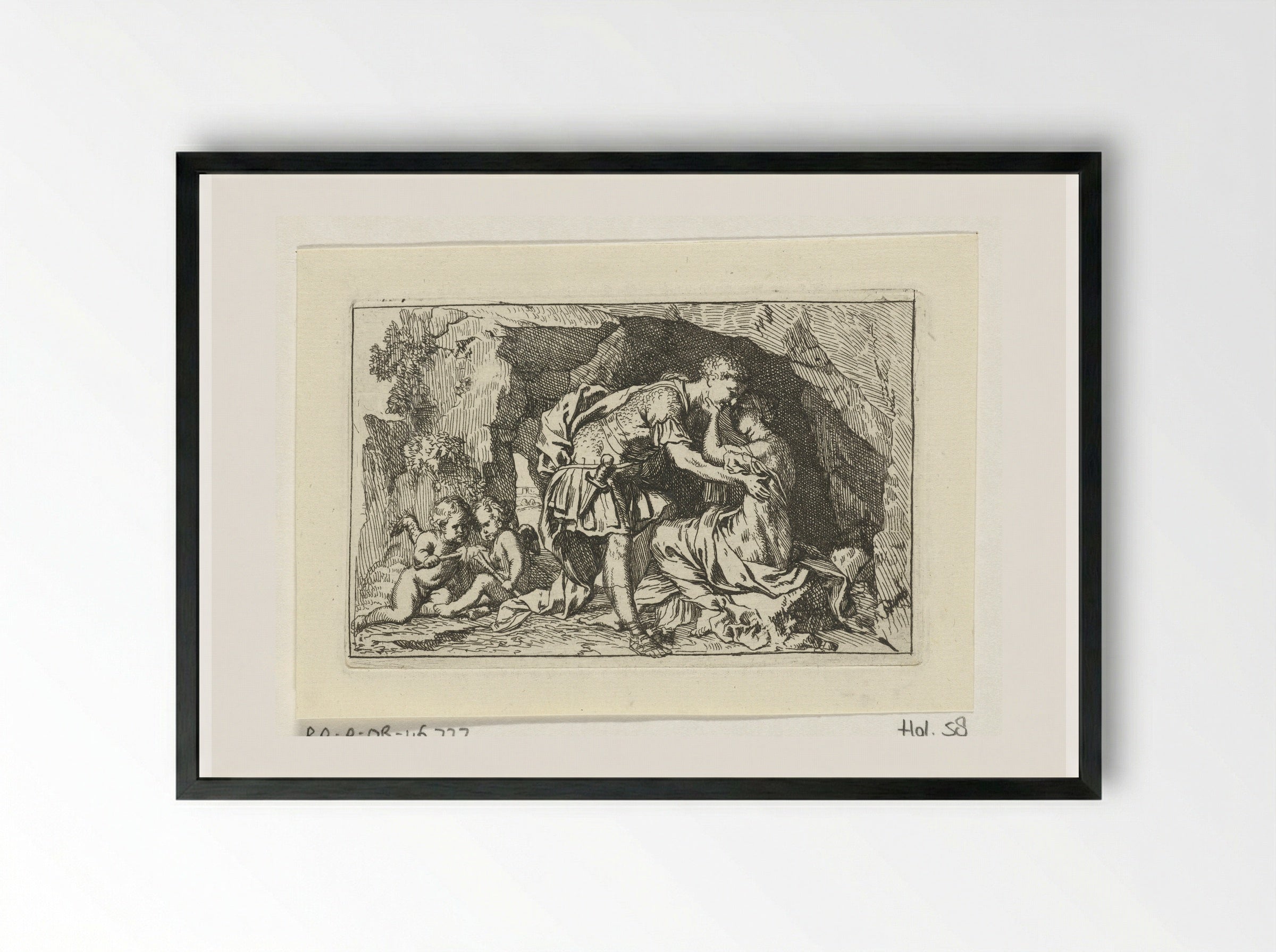 Dido and Aeneas Sheltering from the Storm - Gerard de Lairesse - Framed Print Black