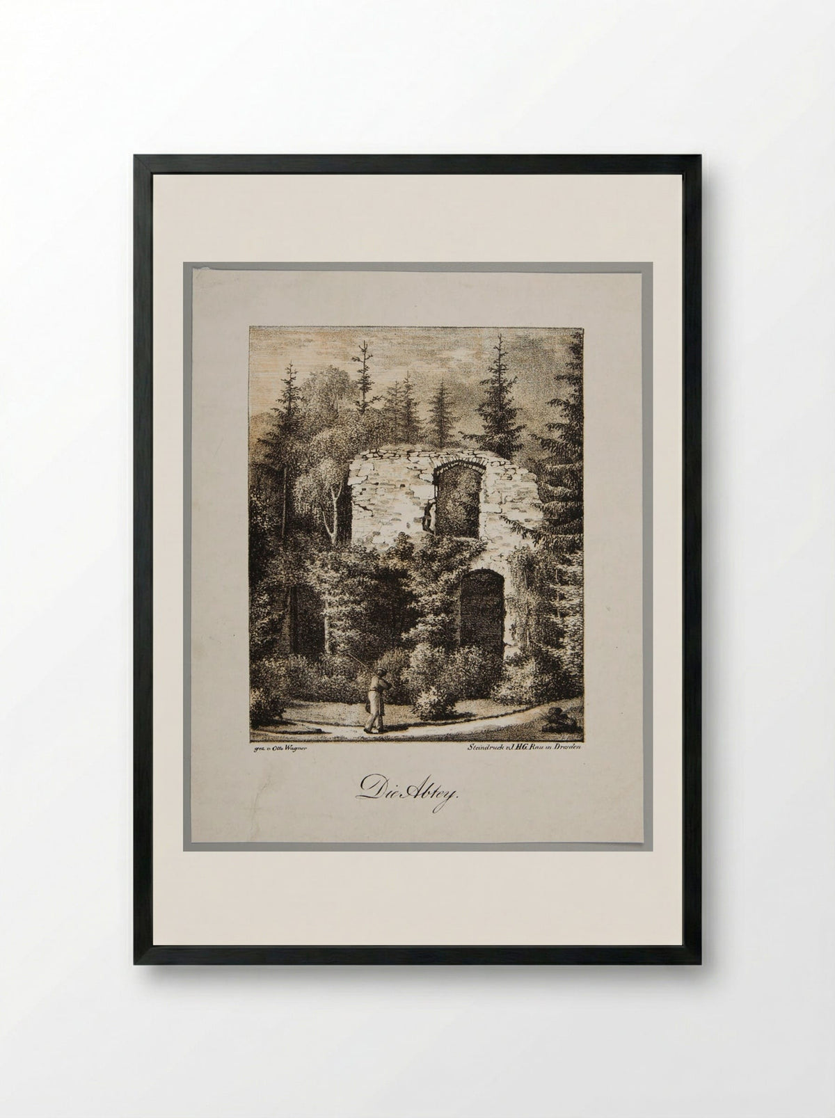 Die Abtey (The Abbey) - Otto Wagner - Framed Print Black