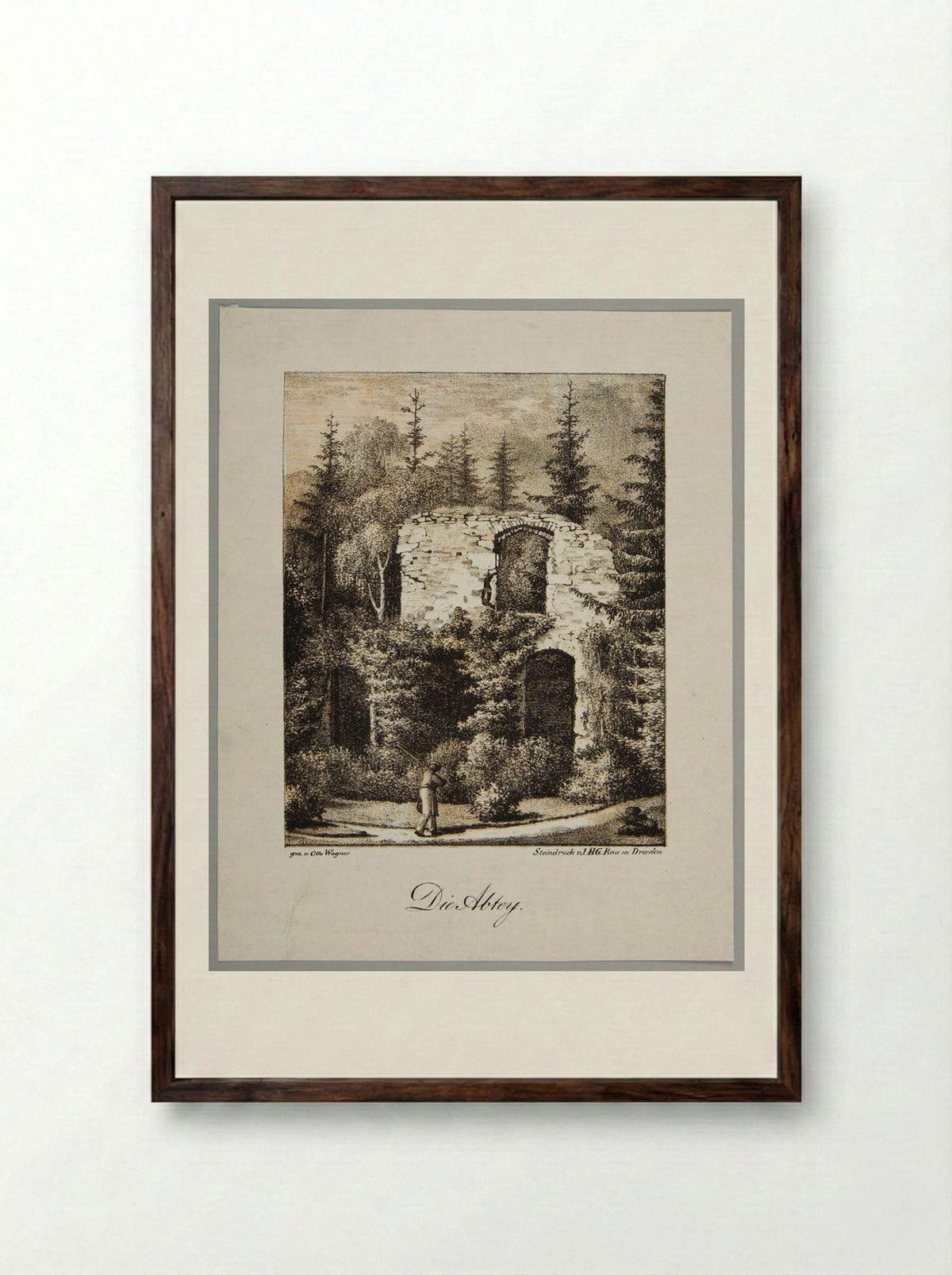 Die Abtey (The Abbey) - Otto Wagner - Framed Print Dark Wood