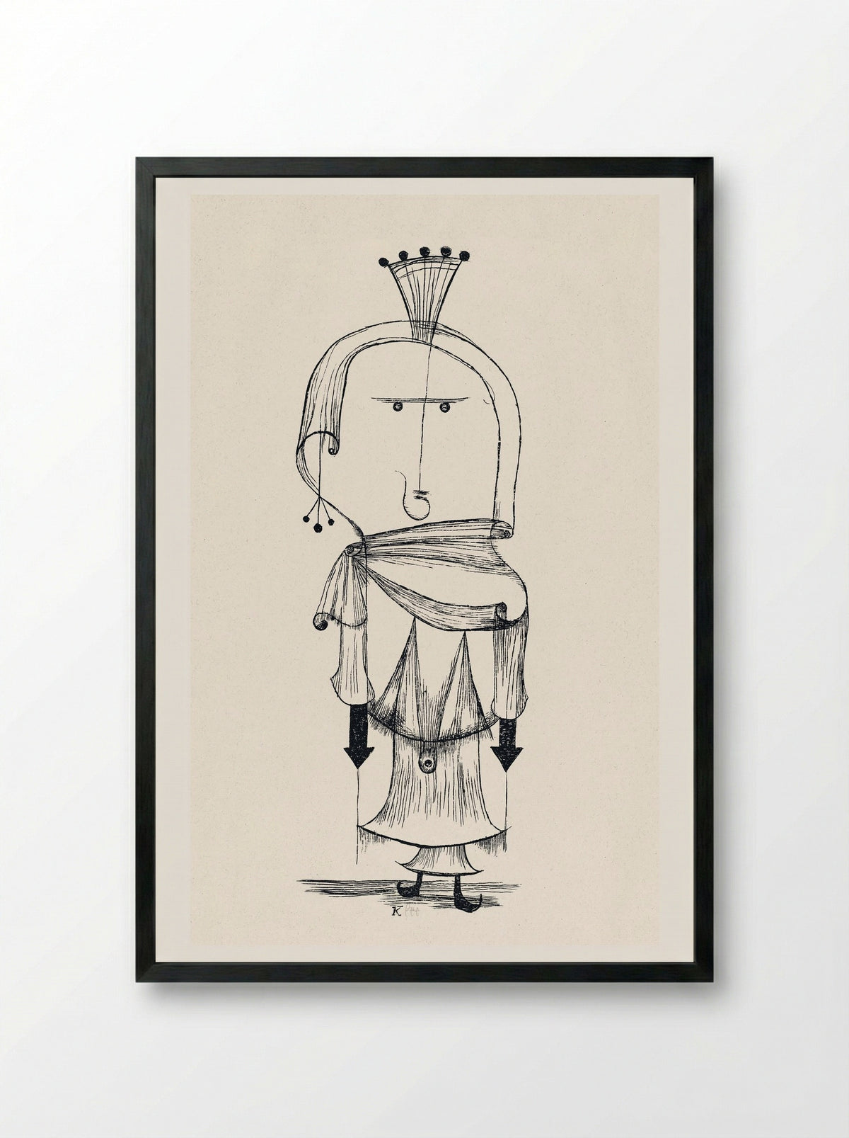 Die Hexe mit dem Kamm (Witch with a Comb) - Paul Klee - Framed Print Black