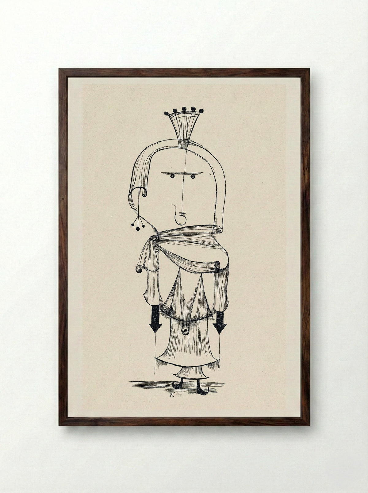 Die Hexe mit dem Kamm (Witch with a Comb) - Paul Klee - Framed Print Dark Wood