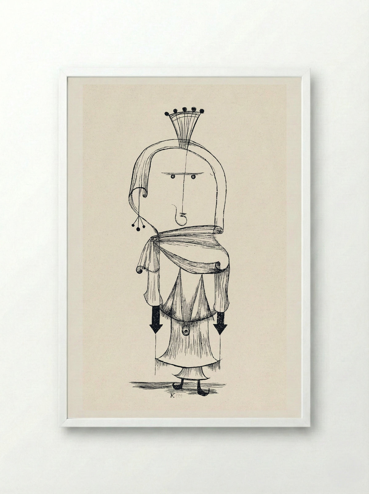 Die Hexe mit dem Kamm (Witch with a Comb) - Paul Klee - Framed Print White