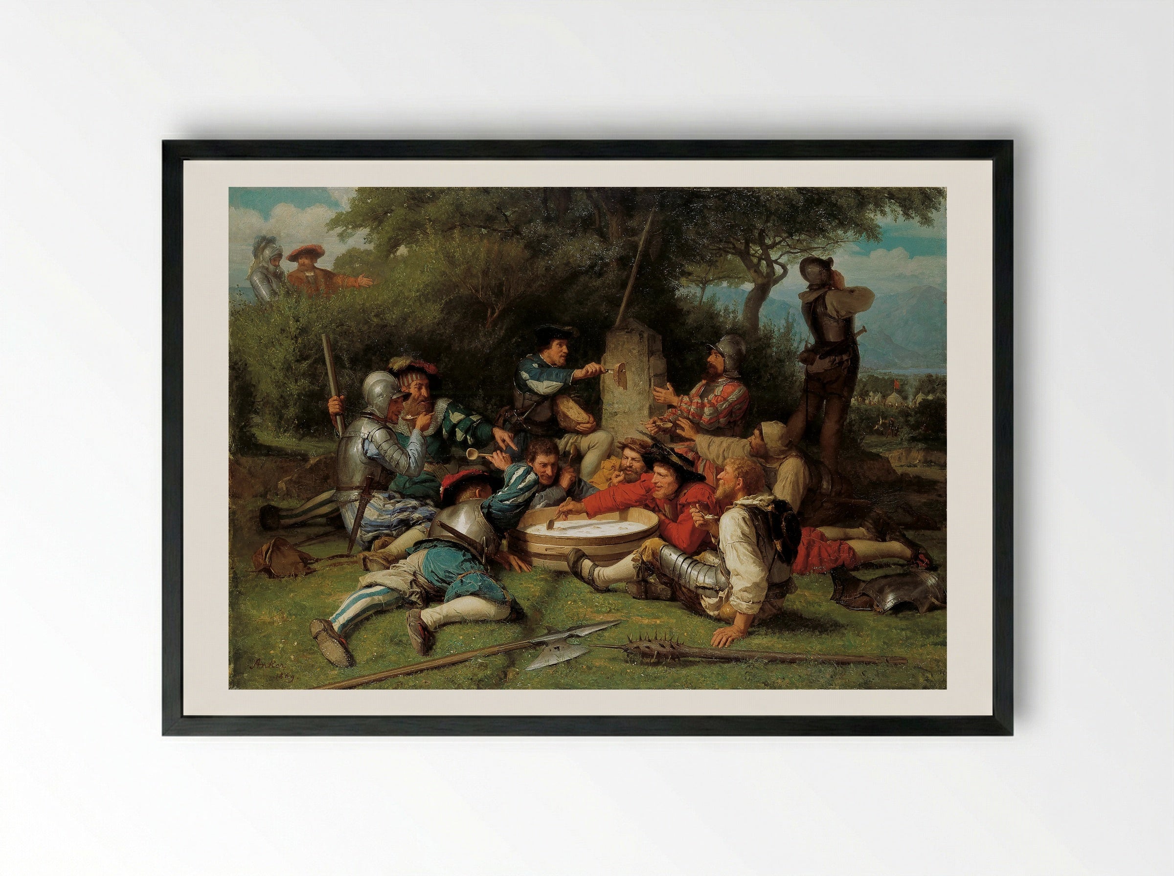 Die Kappeler Milchsuppe - Albert Anker - Framed Print Black