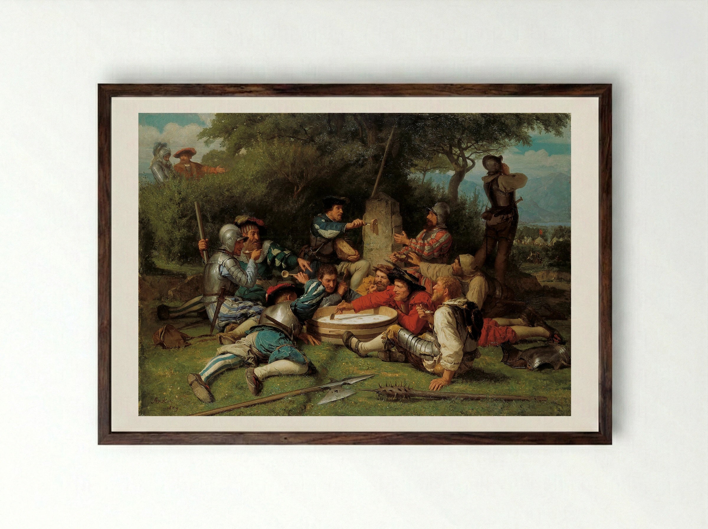 Die Kappeler Milchsuppe - Albert Anker - Framed Print Dark Wood