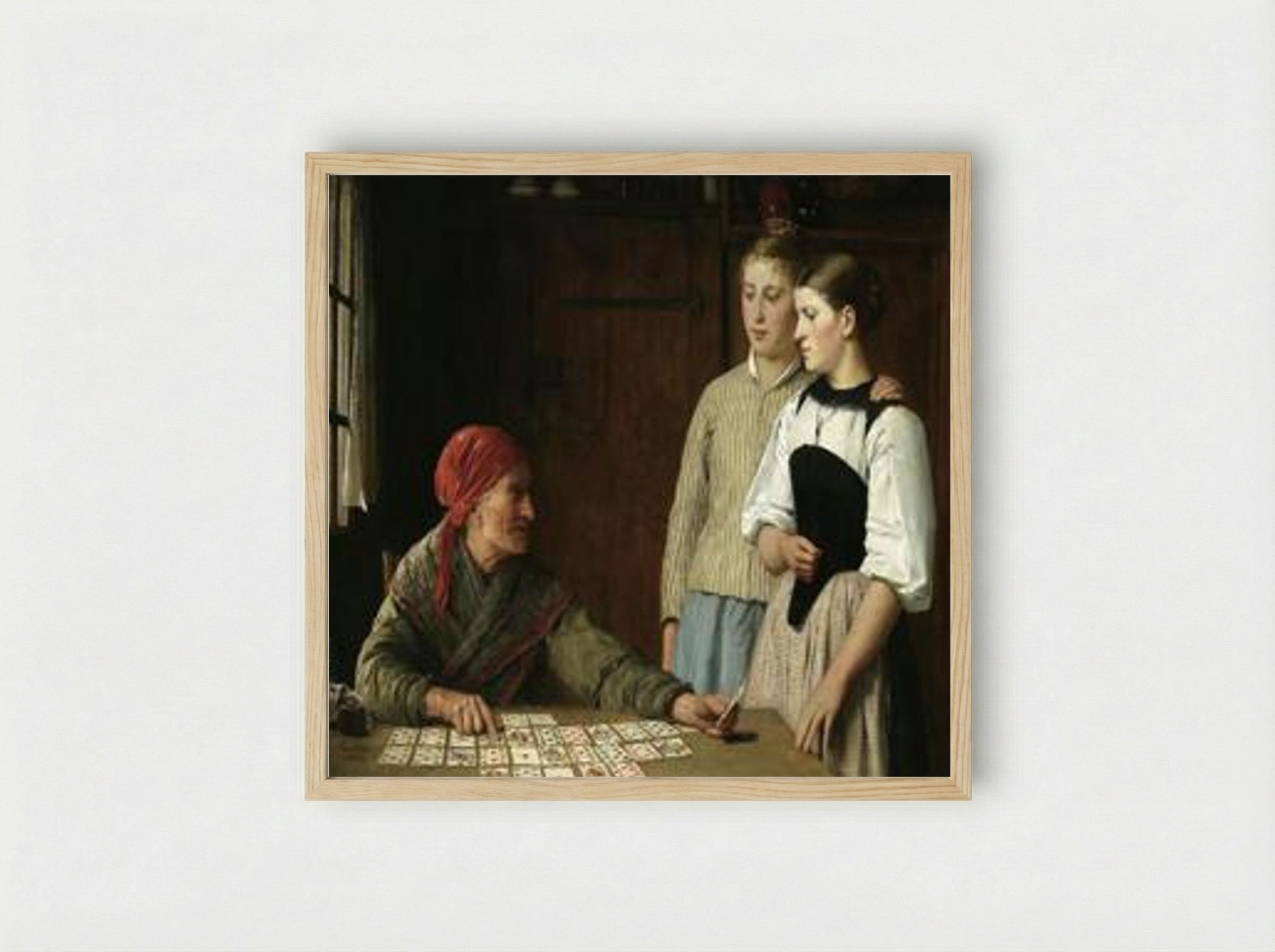 Die Kartenlegerin (The Card Reader) - Albert Anker - Framed Print Wood
