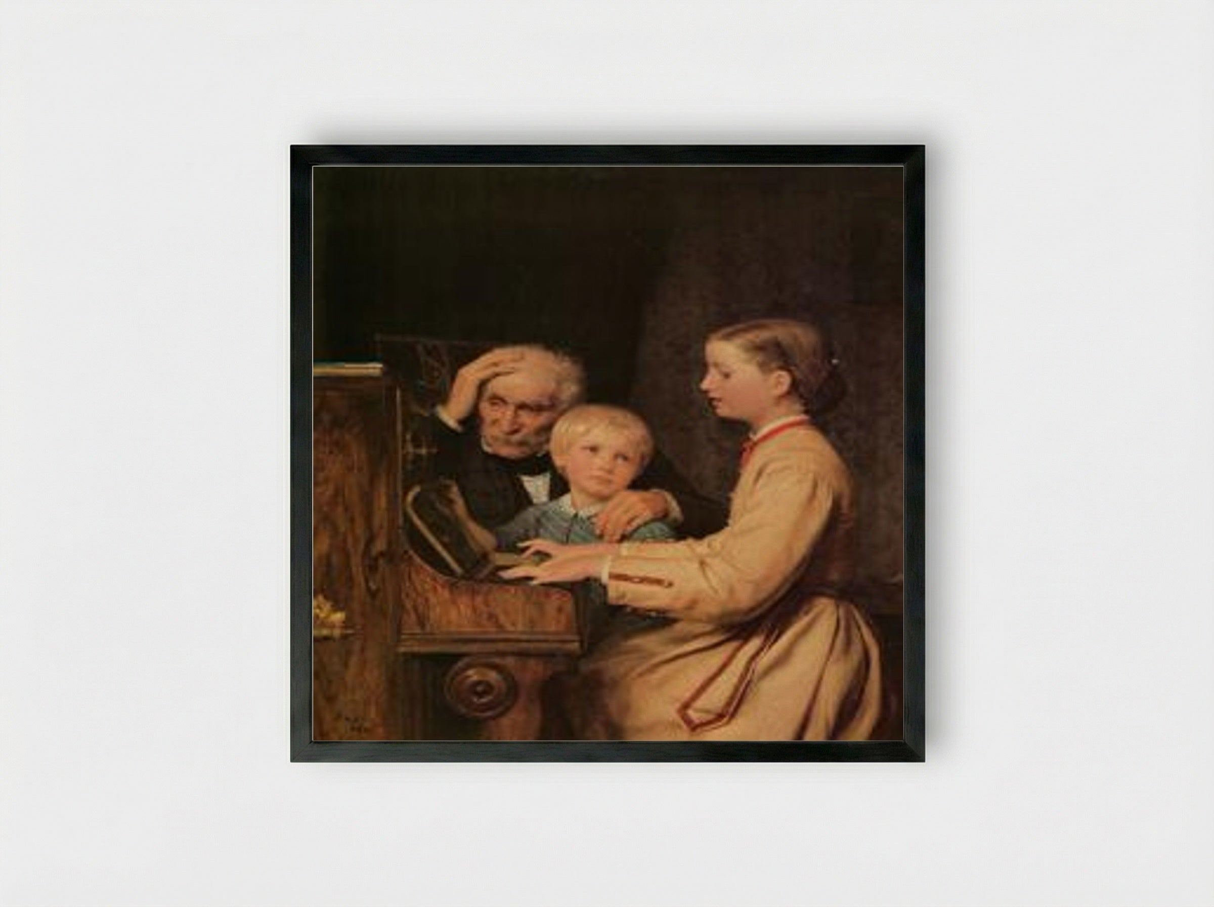 Die Verbannten (The Exiles) - Albert Anker - Framed Print Black