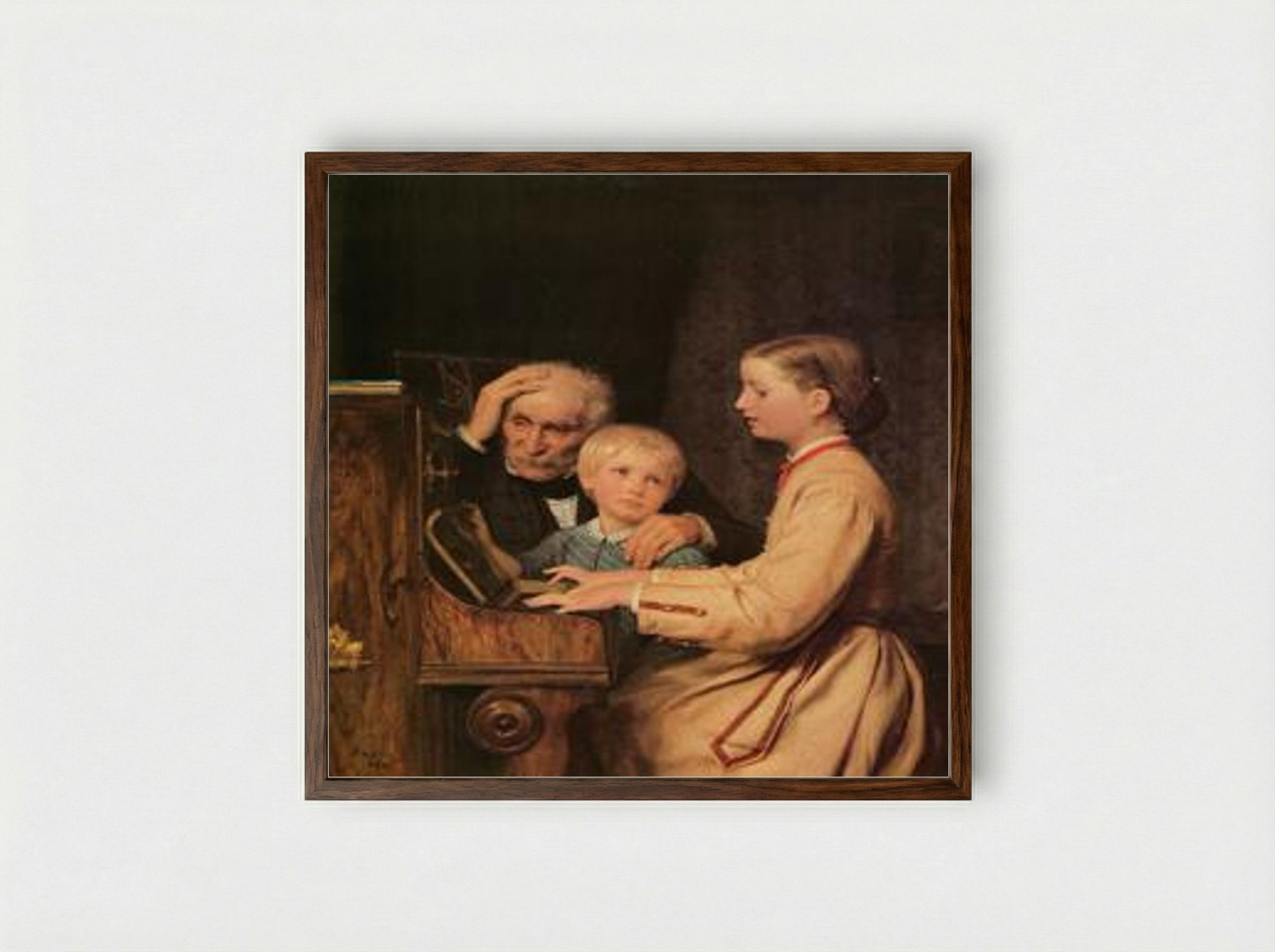 Die Verbannten (The Exiles) - Albert Anker - Framed Print Dark Wood