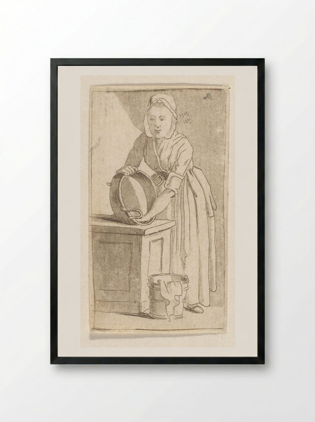 Dienstmeid - Anthonie van den Bos - Framed Print Black