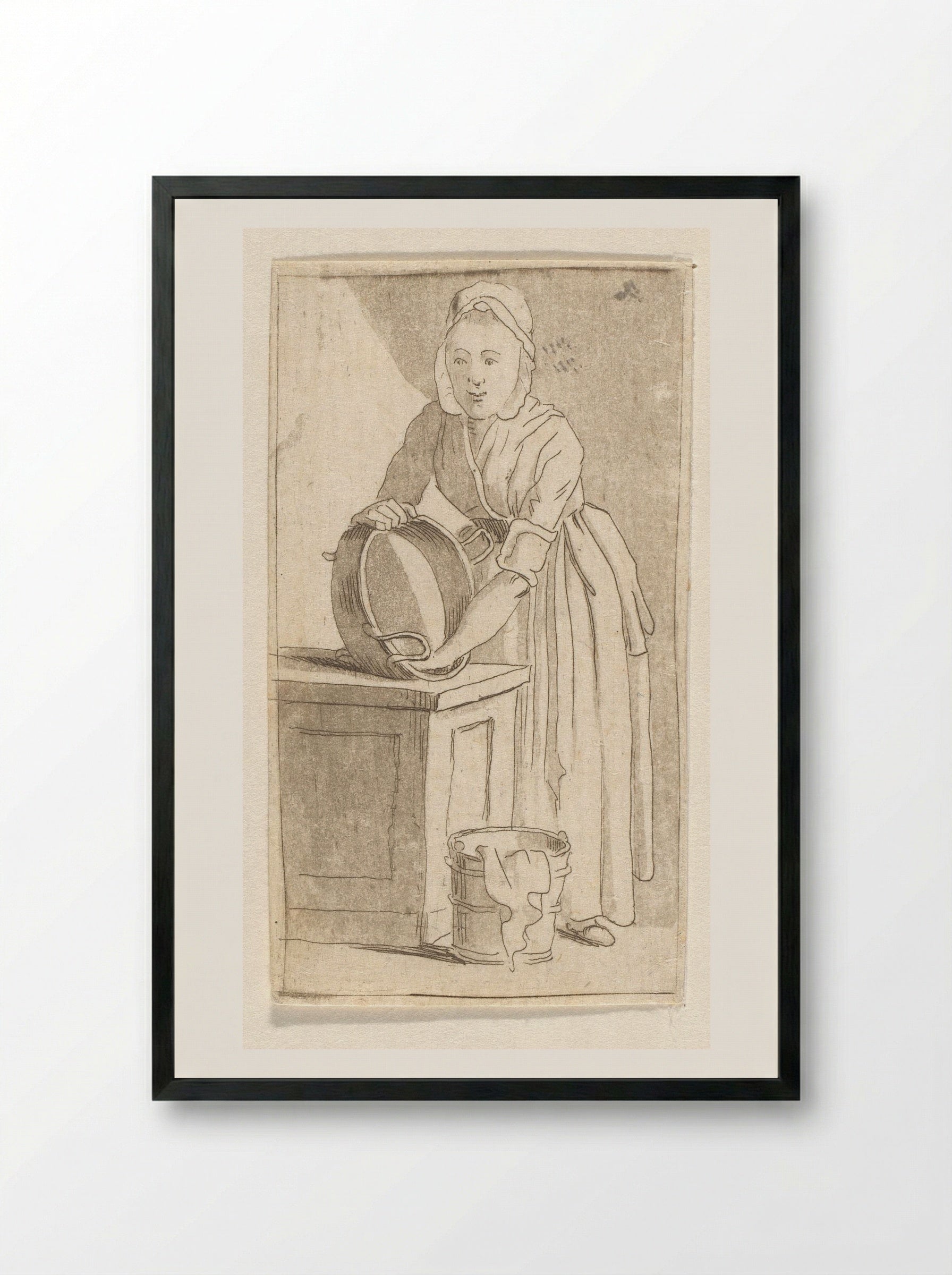 Dienstmeid - Anthonie van den Bos - Framed Print Black