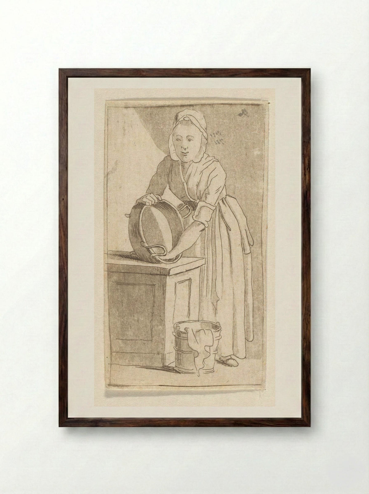 Dienstmeid - Anthonie van den Bos - Framed Print Dark Wood