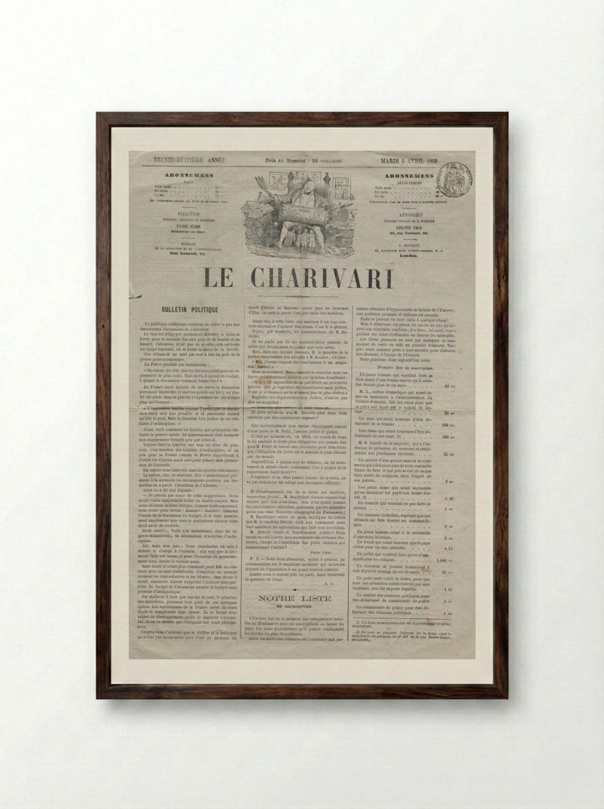 Difficult to make it look slim - Honoré Daumier - Framed Print Dark Wood