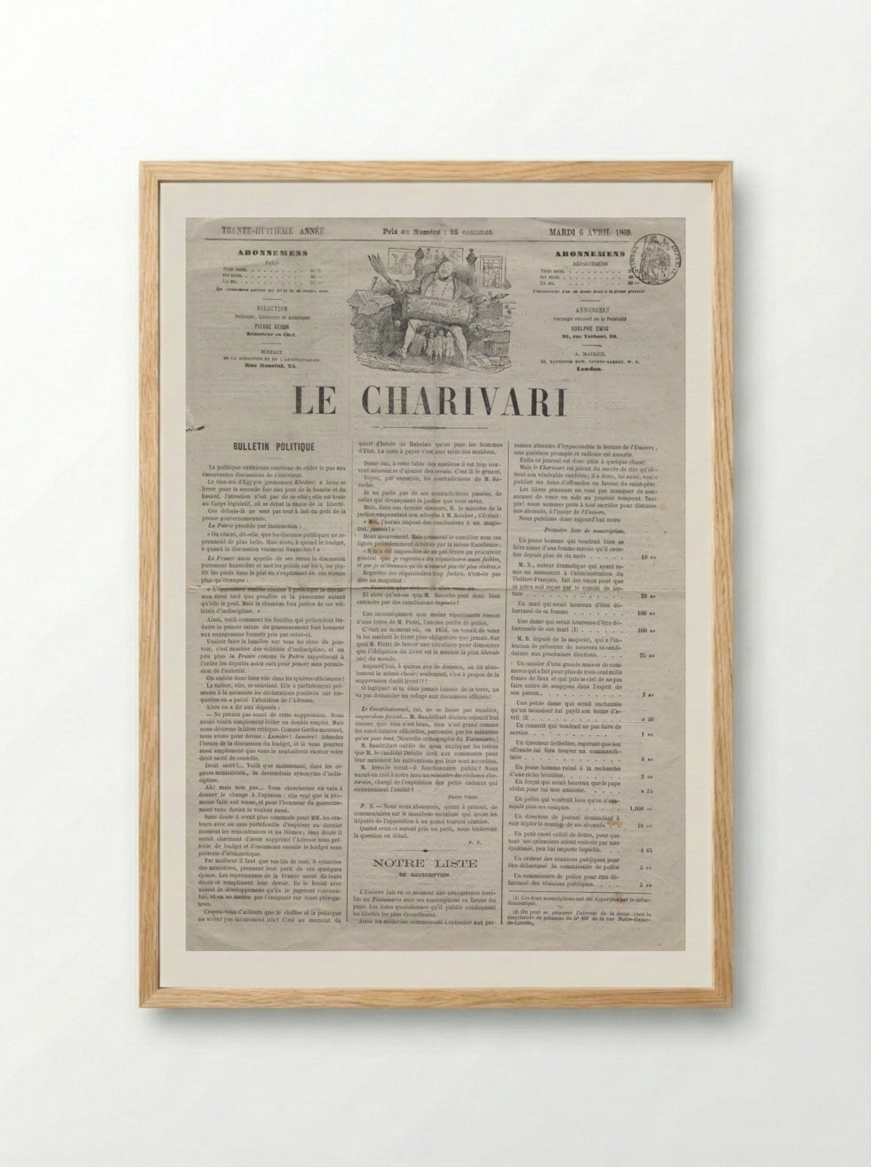 Difficult to make it look slim - Honoré Daumier - Framed Print Wood