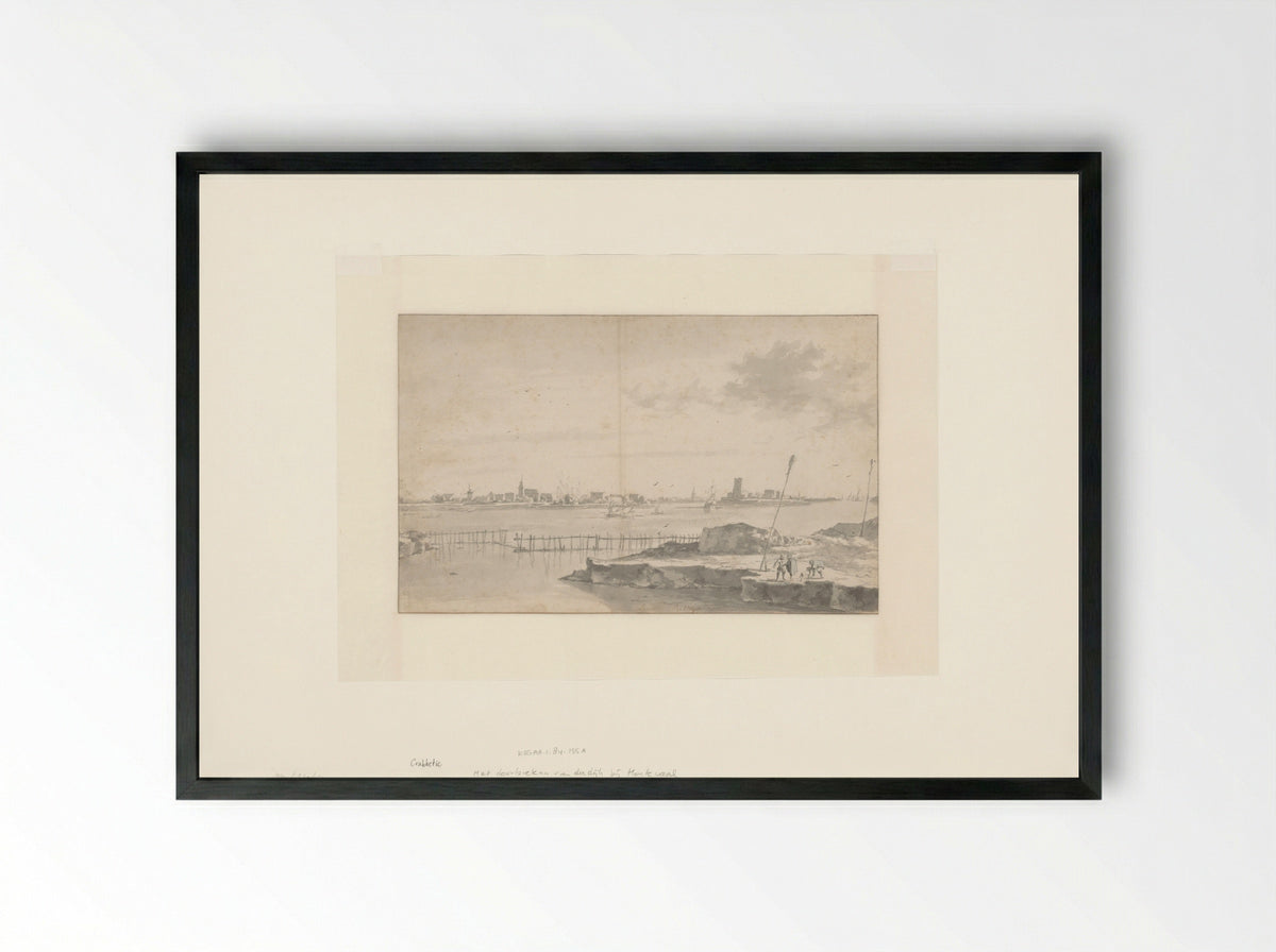 Dijkdoorbraak bij Houtewael - Jan Asselijn - Framed Print Black